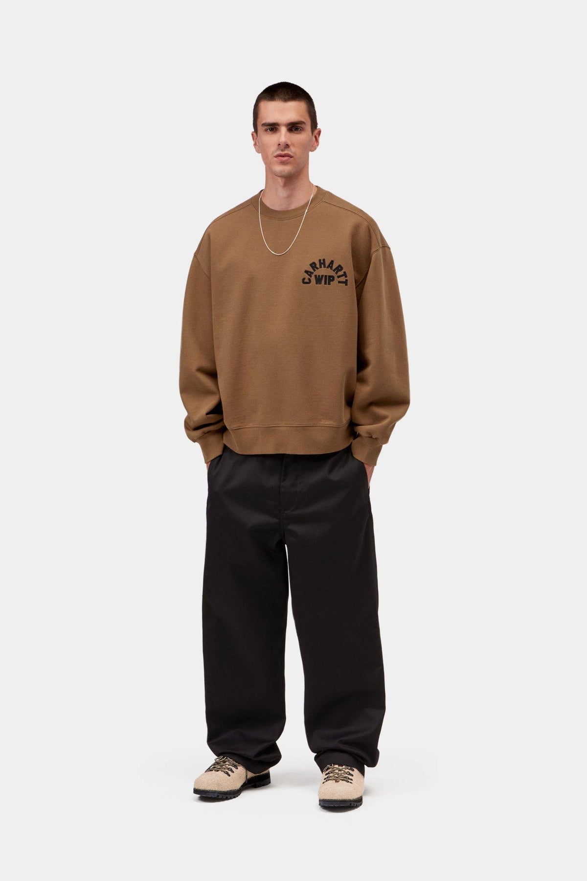 Arch Script Sweatshirt - WIP H Brown / Black stone washed