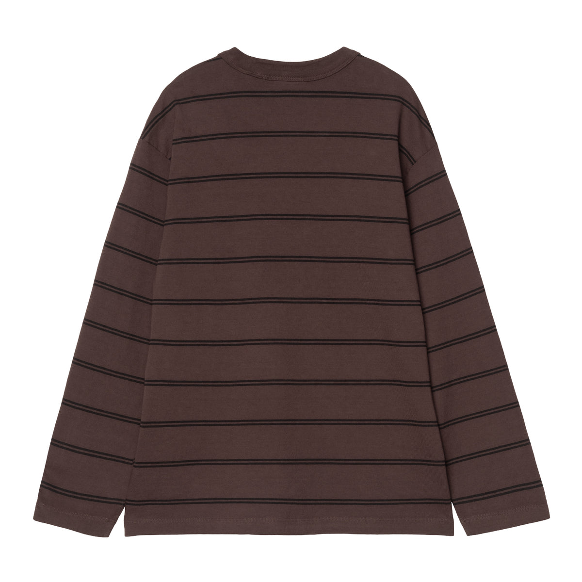 W’ L/S Cardona Pocket T-Shirt - Cardona Stripe, Natural / Palisander, Garment dyed