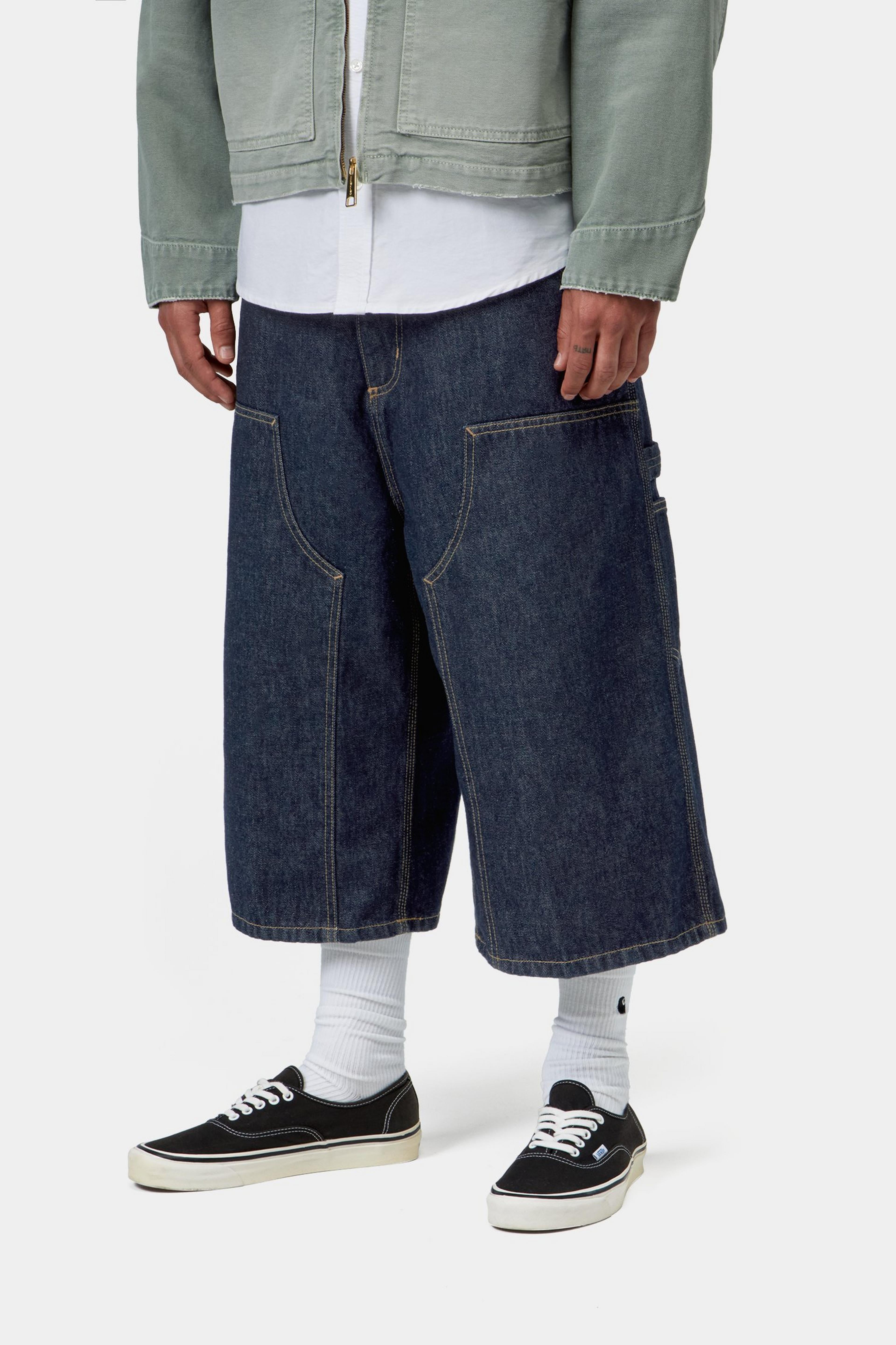 OG Double Knee Short (Long) - Blue, Rinsed