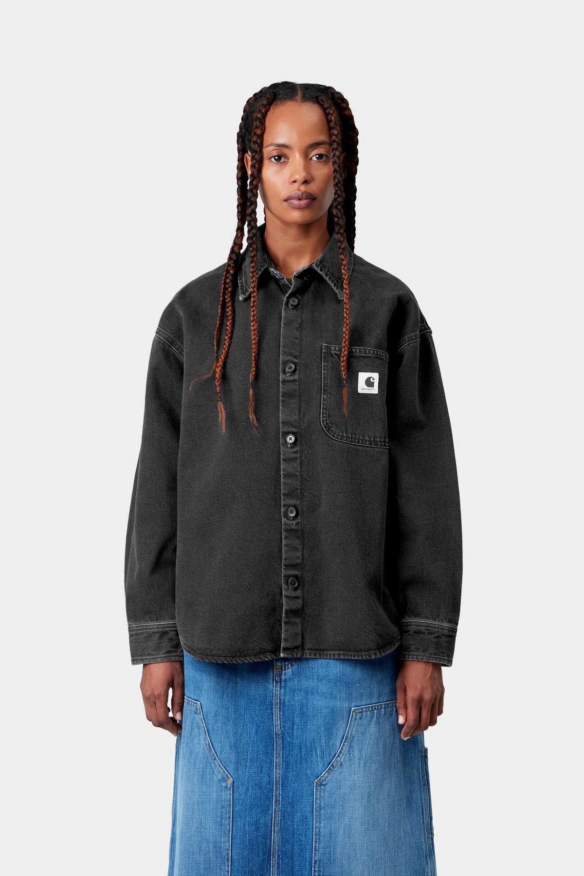 W' Marly Shirt Jac - Black heavy stone wash