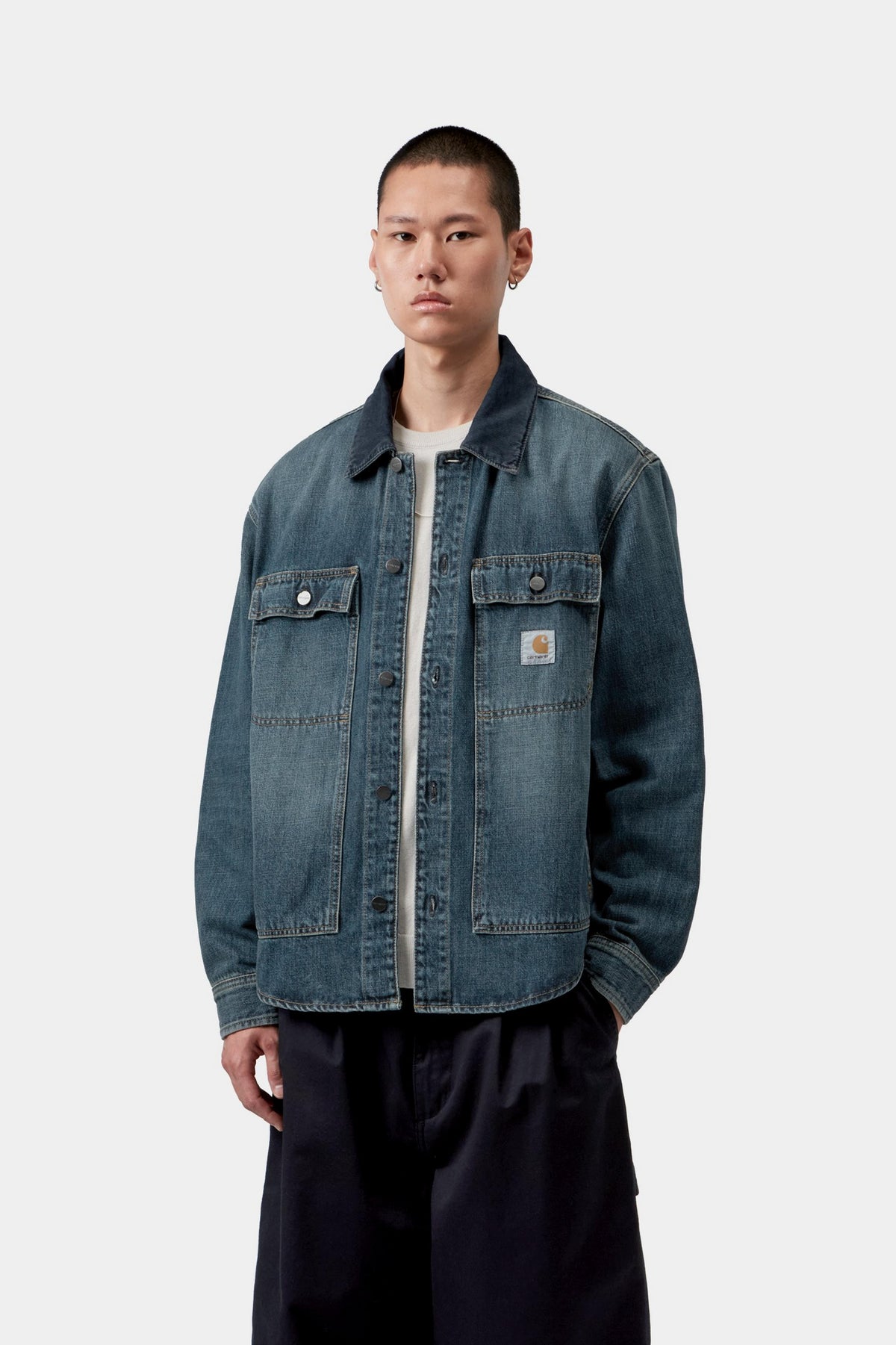Oakland Shirt Jac - Blue / Dark Navy, Worn used wash