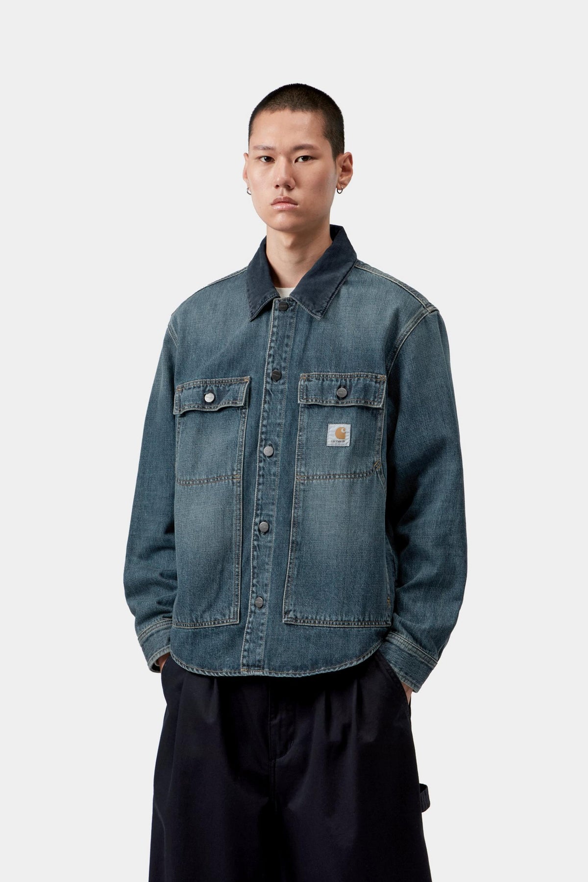 Oakland Shirt Jac - Blue / Dark Navy, Worn used wash
