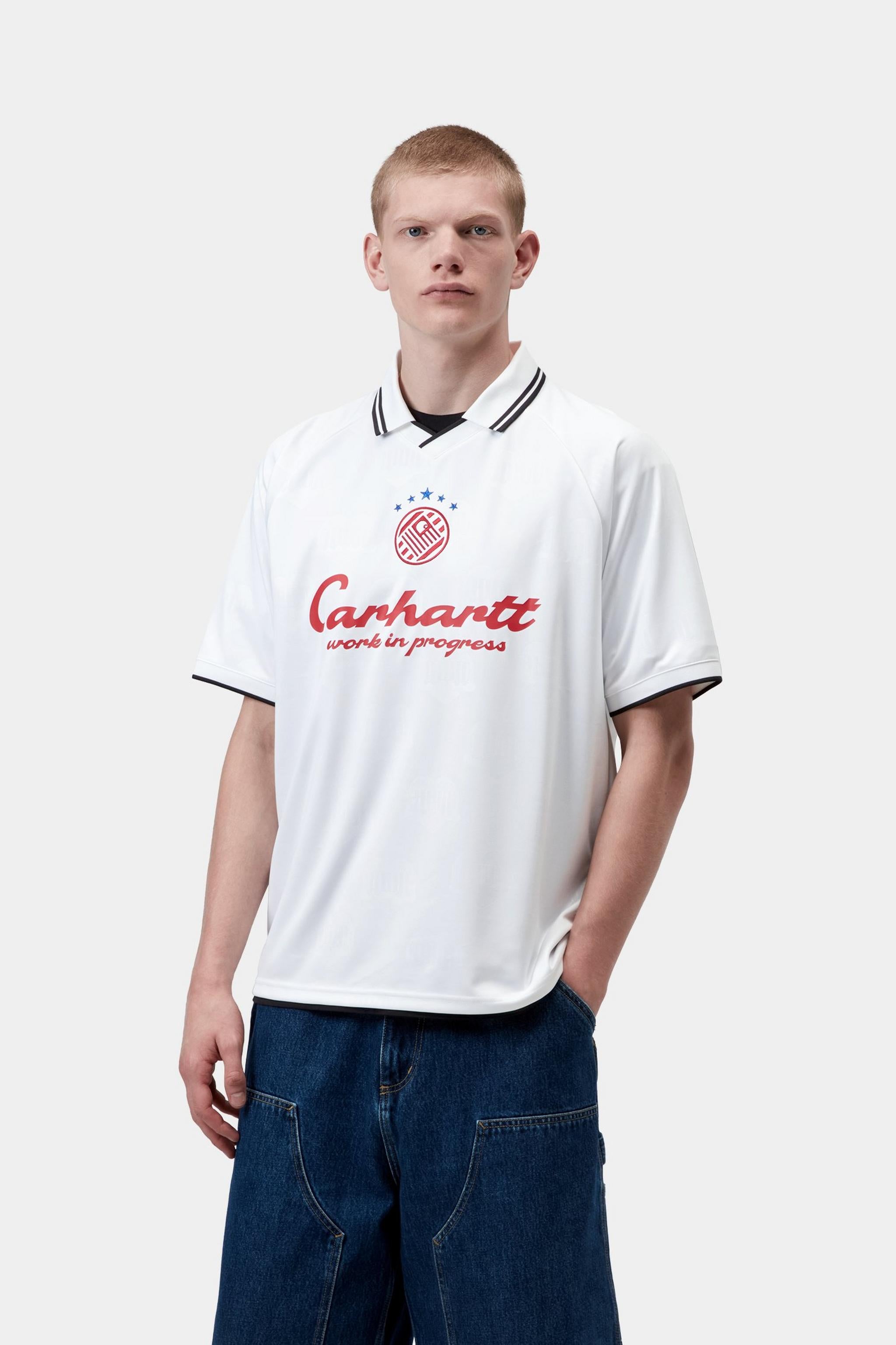 S/S Terrace Football T-Shirt - Heart Train Jacquard, White
