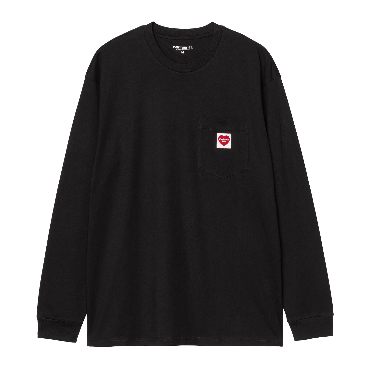 L/S POCKET HEART T-SHIRT - Black / Red