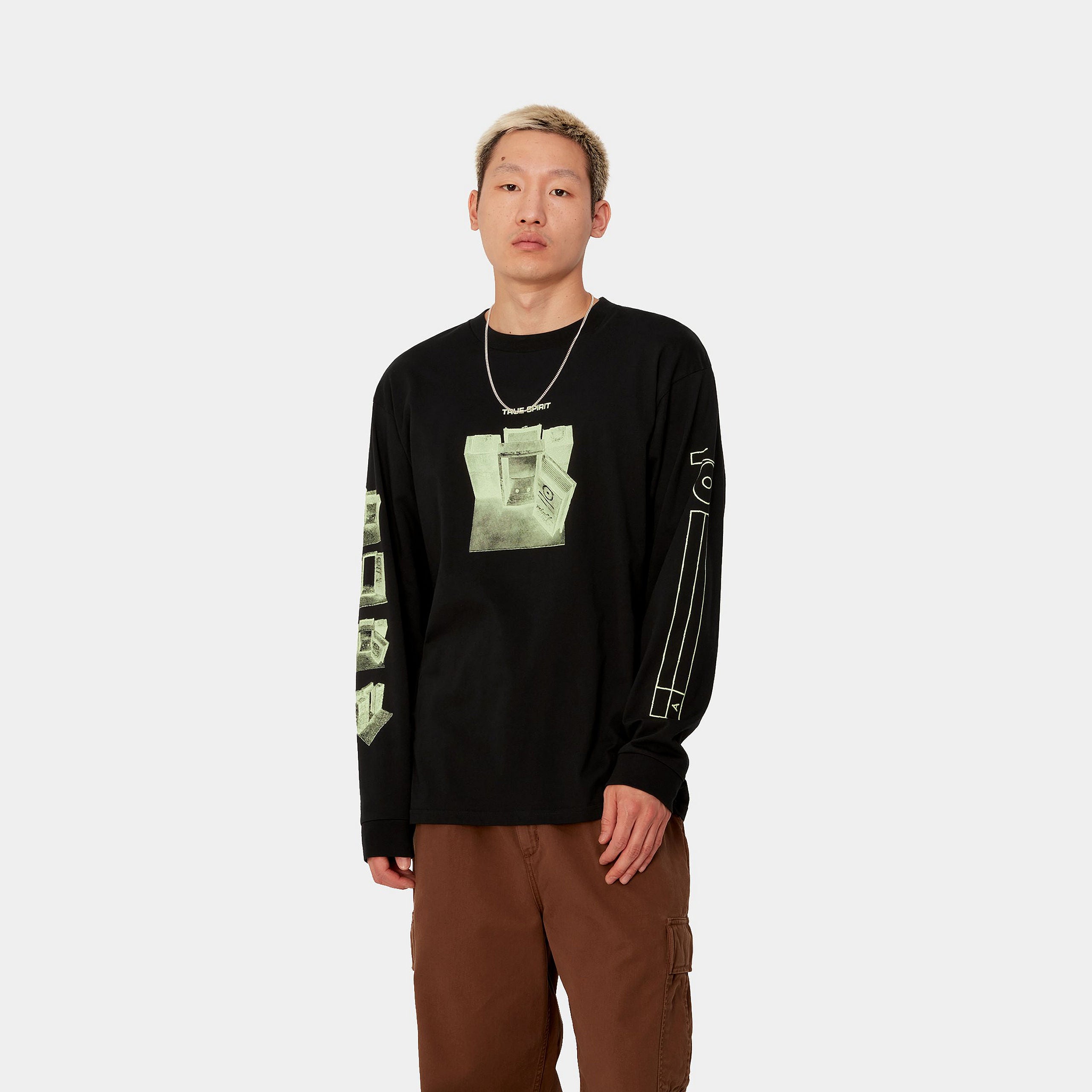 TRESOR TRUE SPIRIT L/S T-SHIRT - Black / Glow Green