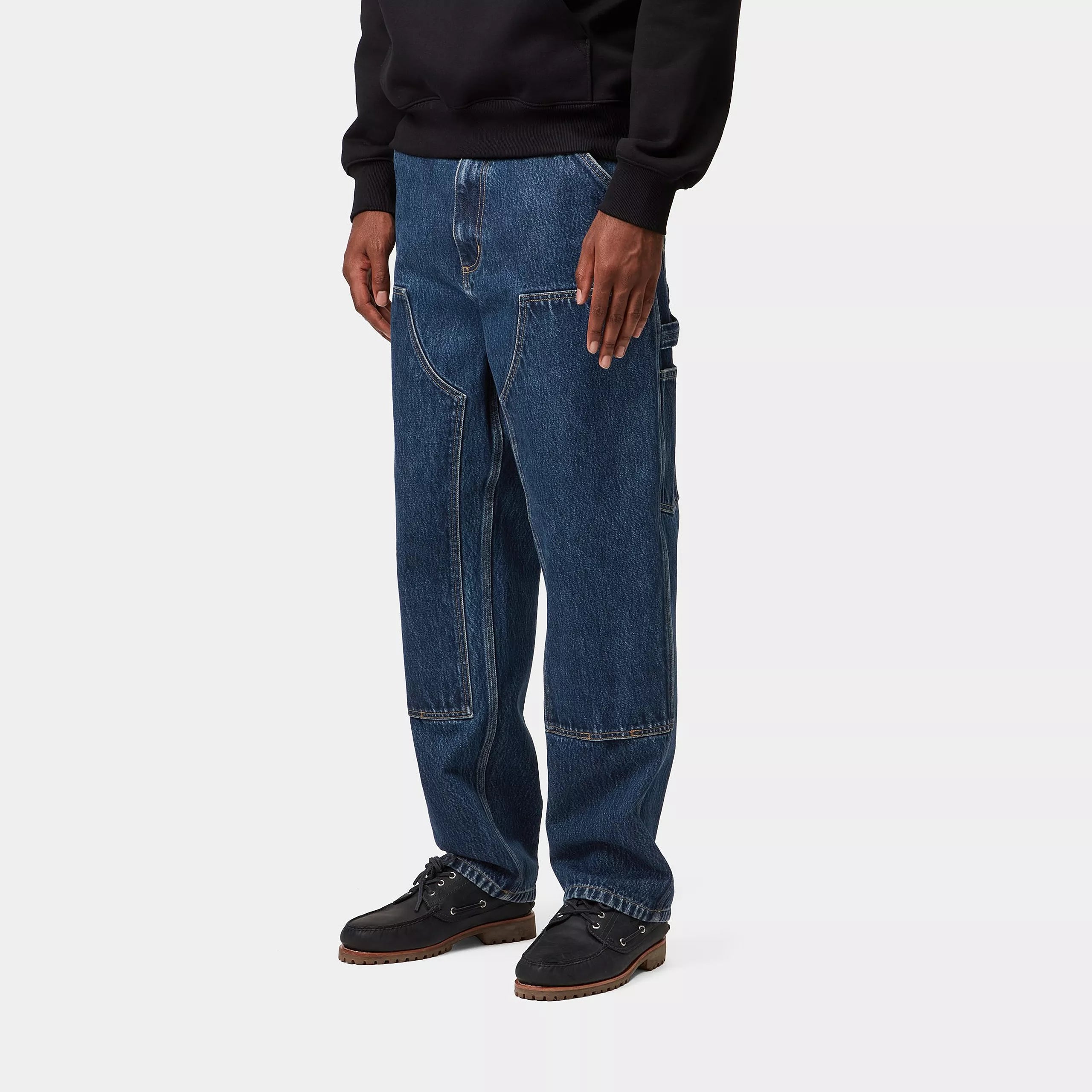DOUBLE KNEE PANT - Blue (stone washed)