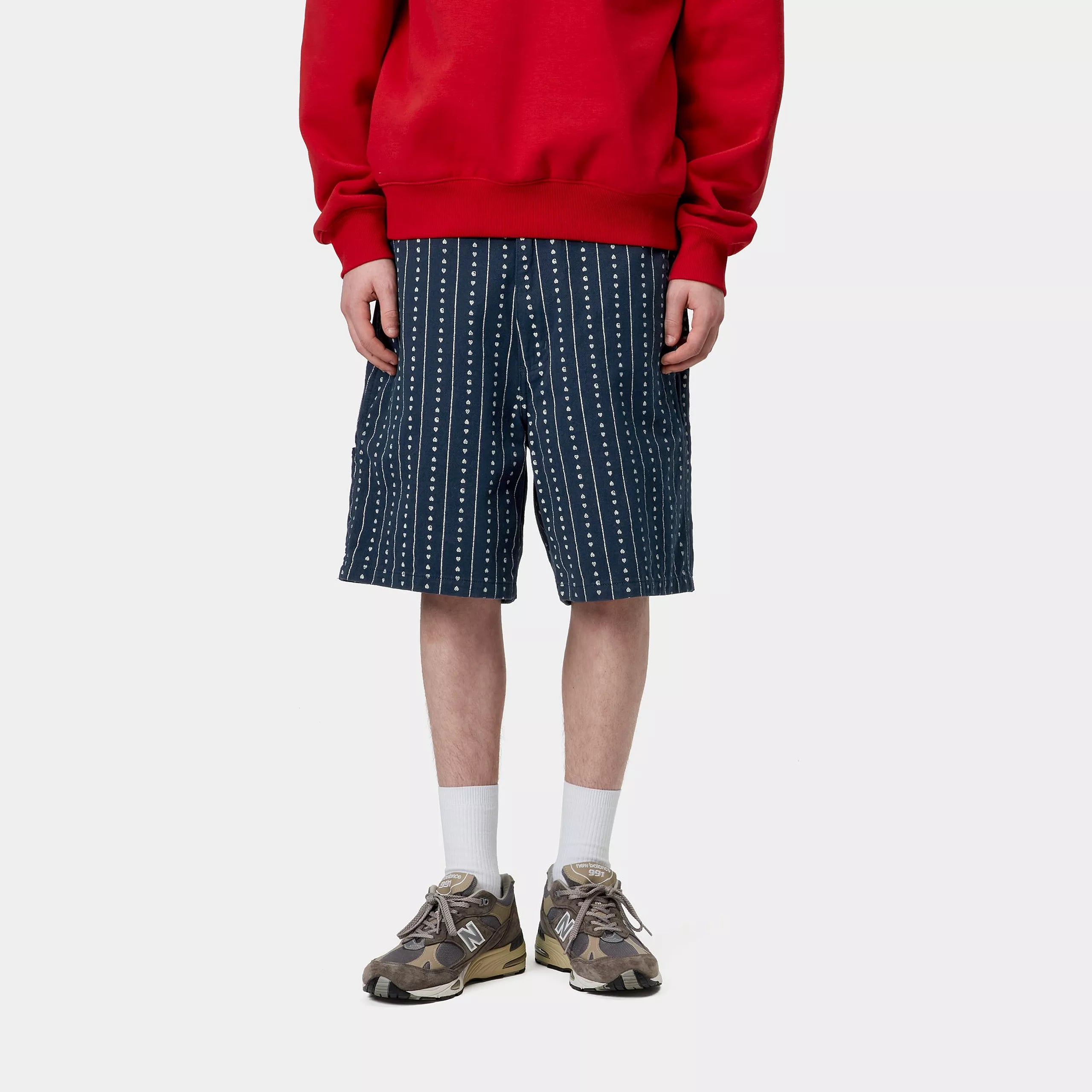 DREWE SHORT - Heart C Pinstripe, Ink / Natural (rinsed)