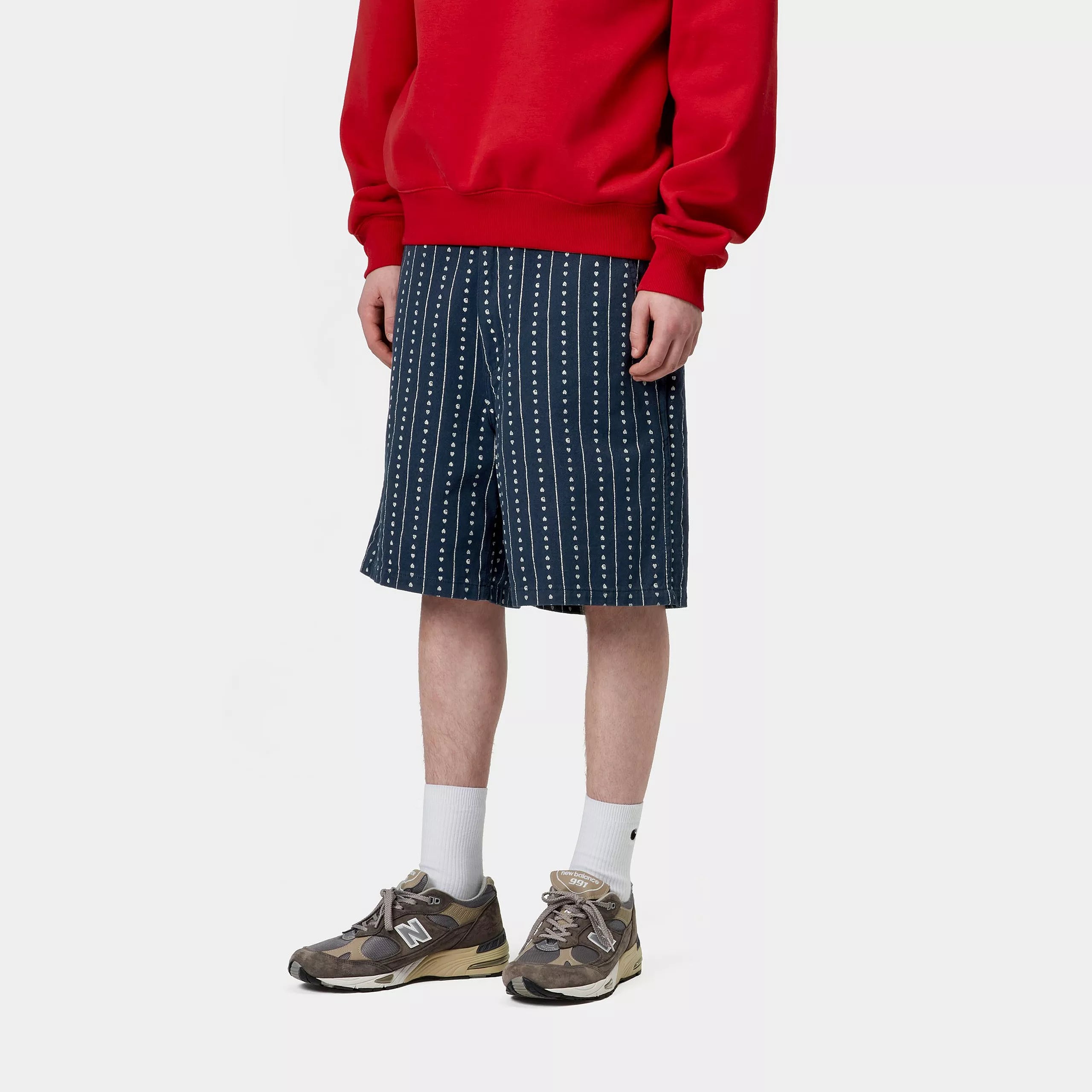 DREWE SHORT - Heart C Pinstripe, Ink / Natural (rinsed)