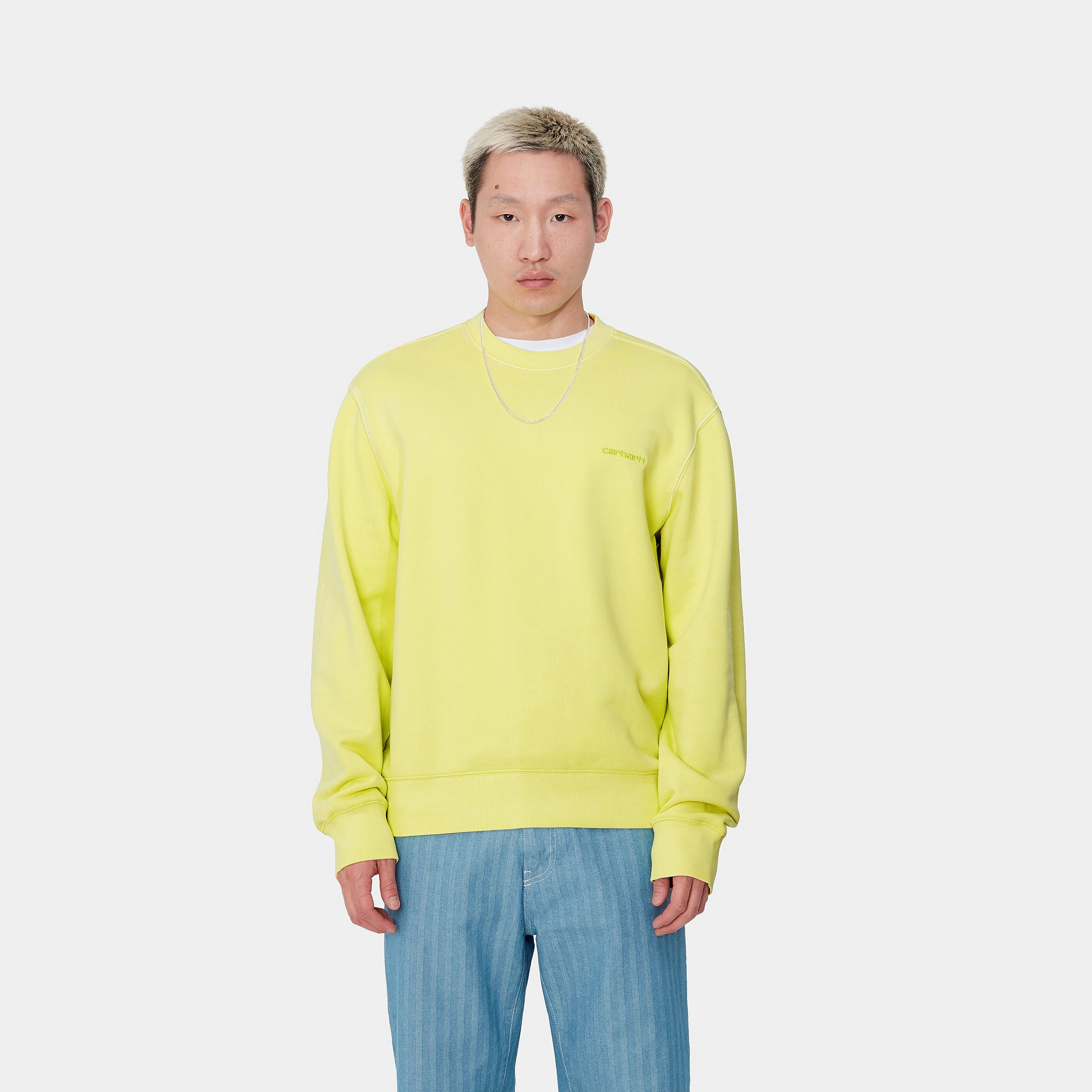 DUSTER SCRIPT SWEAT - Arctic Lime (garment dyed)