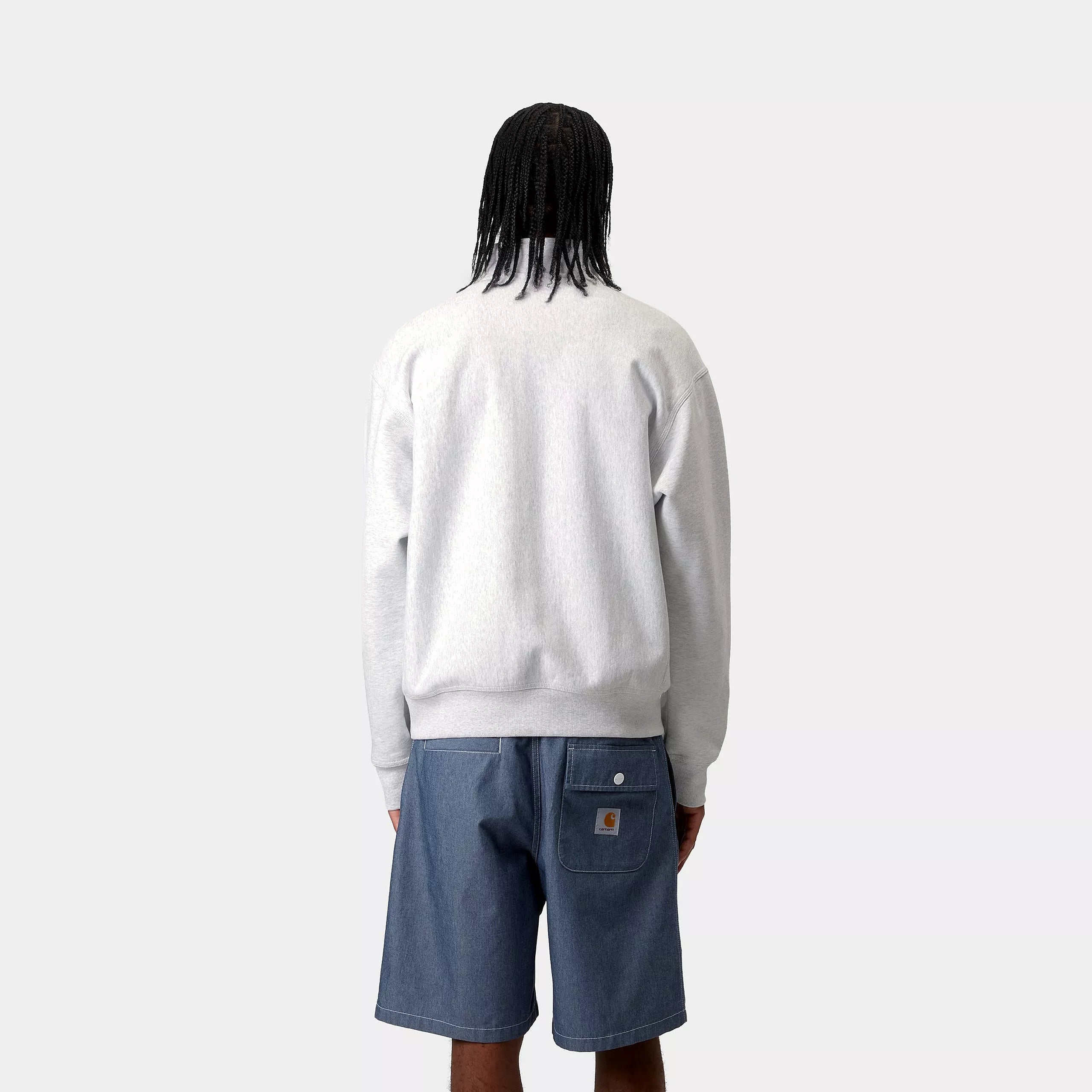 HALF ZIP AMERICAN SCRIPT SWEAT - Ash Heather