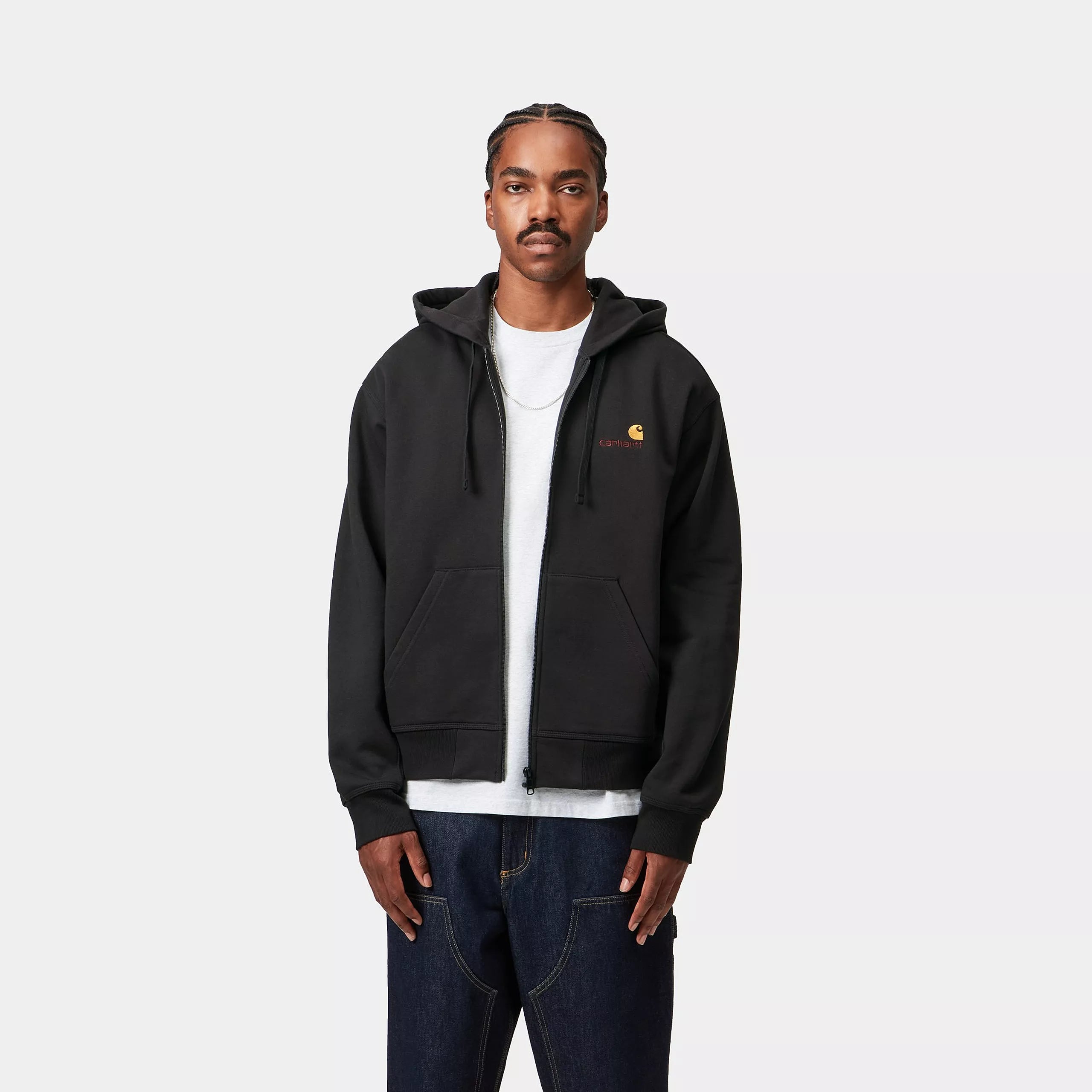 HOODED AMERICAN SCRIPT JACKET - Black