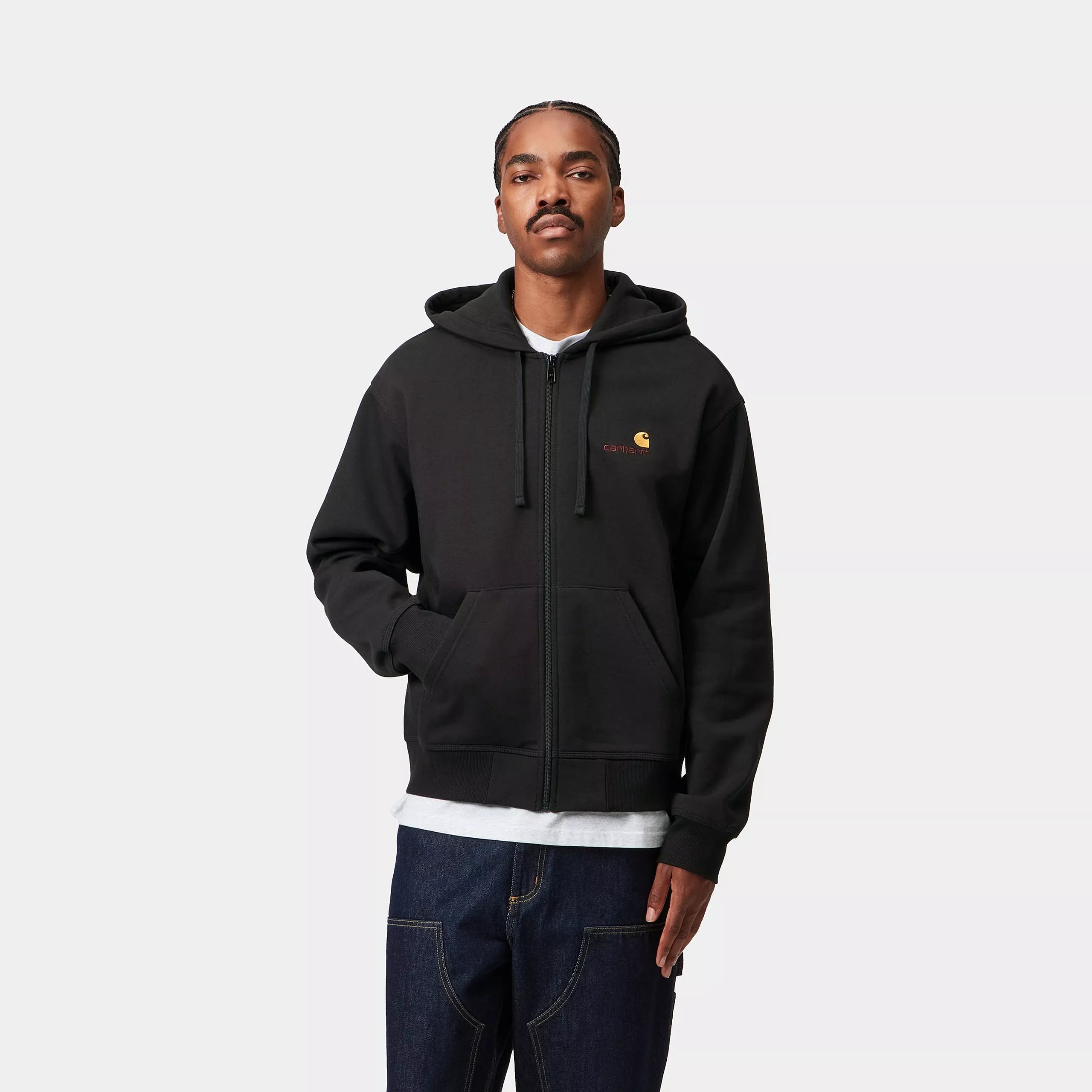 HOODED AMERICAN SCRIPT JACKET - Black