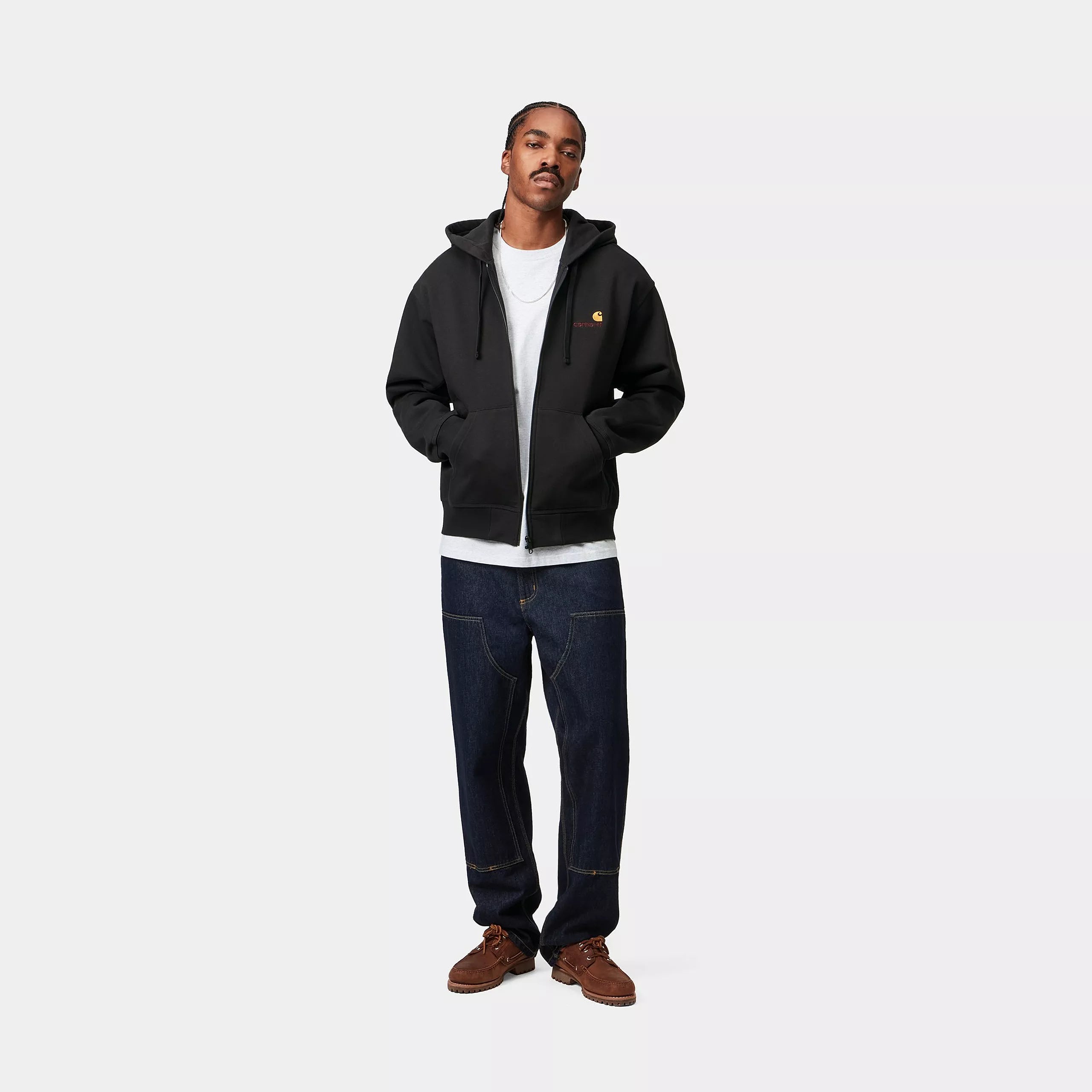 HOODED AMERICAN SCRIPT JACKET - Black