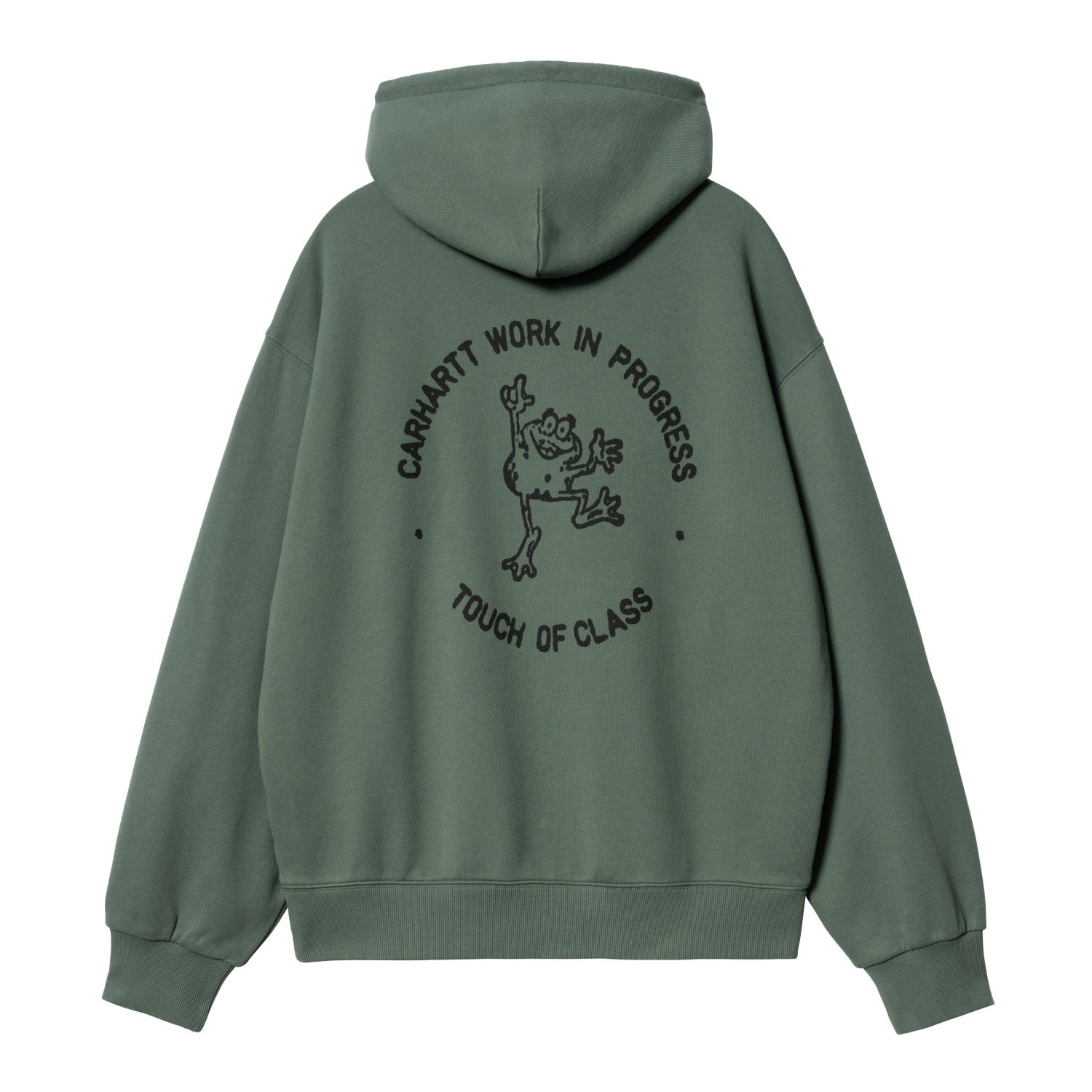 HOODED STAMP SWEAT - Duck Green / Black (stone washed)