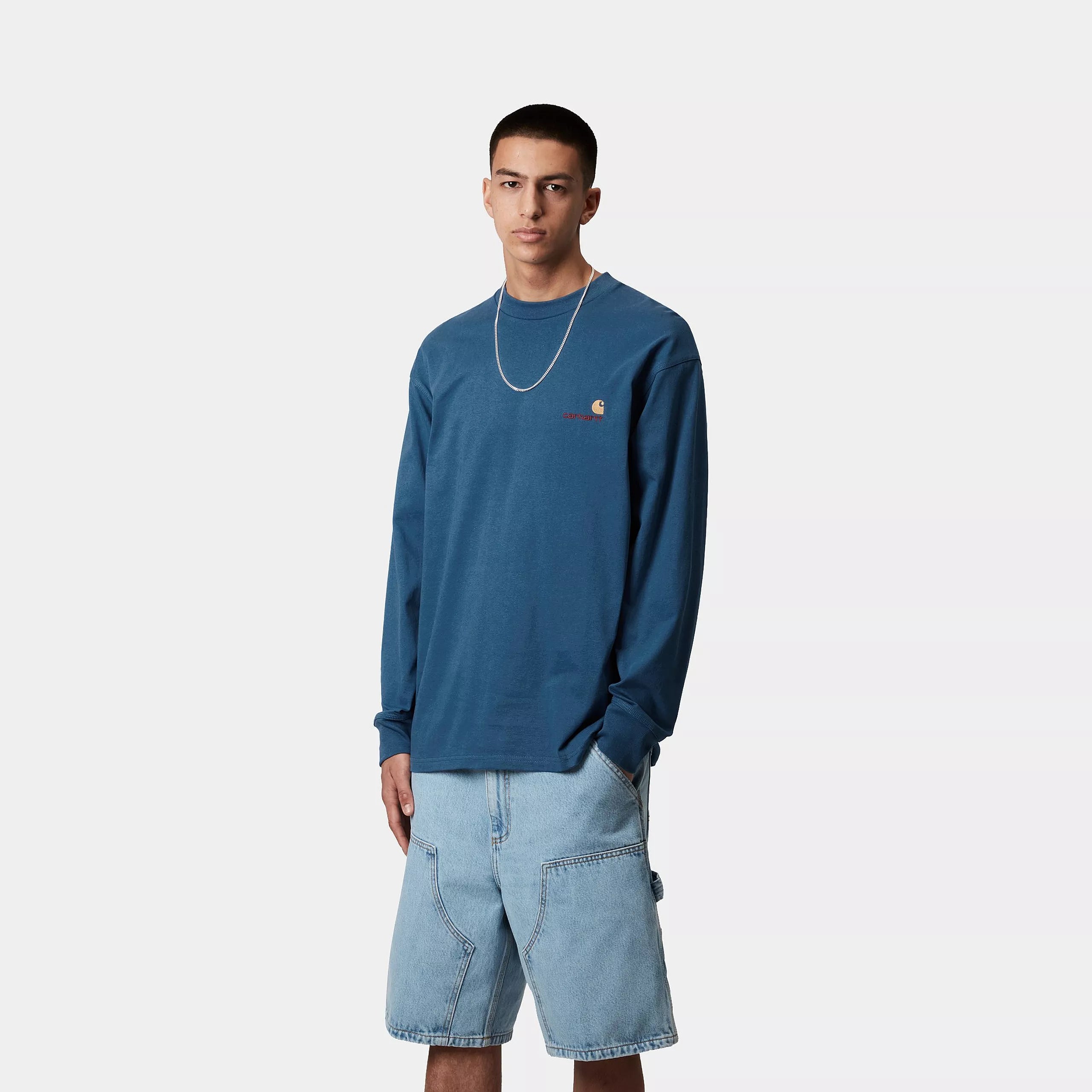 L/S AMERICAN SCRIPT T-SHIRT - Sodalite