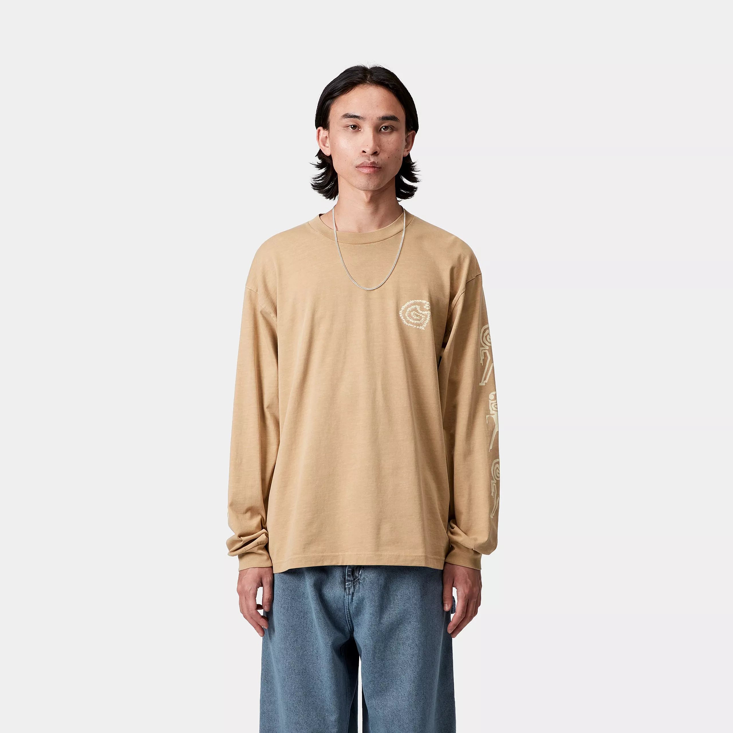 L/S TERRESTRIAL T-SHIRT - Dusty H Brown / Natural (pigment garment dyed)