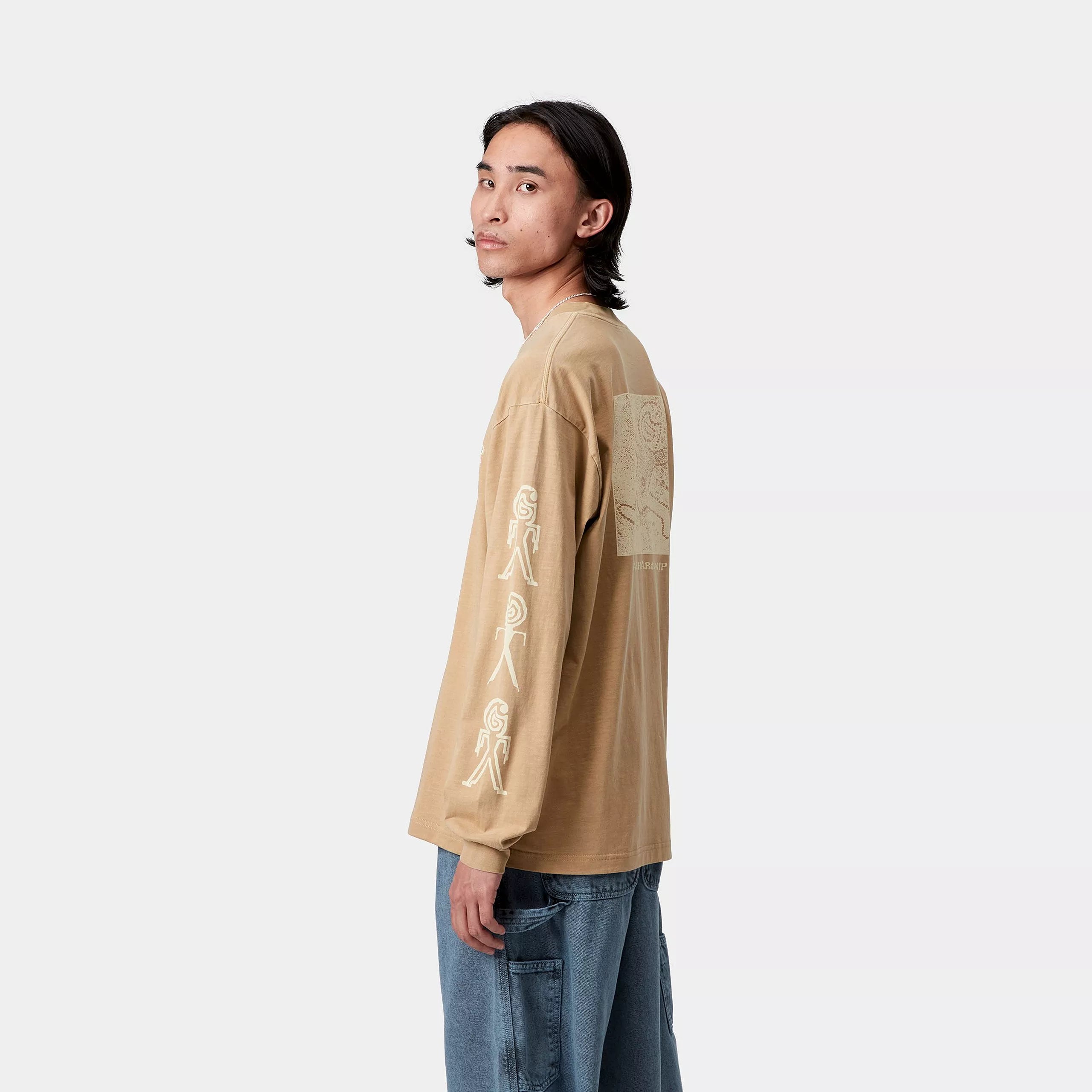 L/S TERRESTRIAL T-SHIRT - Dusty H Brown / Natural (pigment garment dyed)