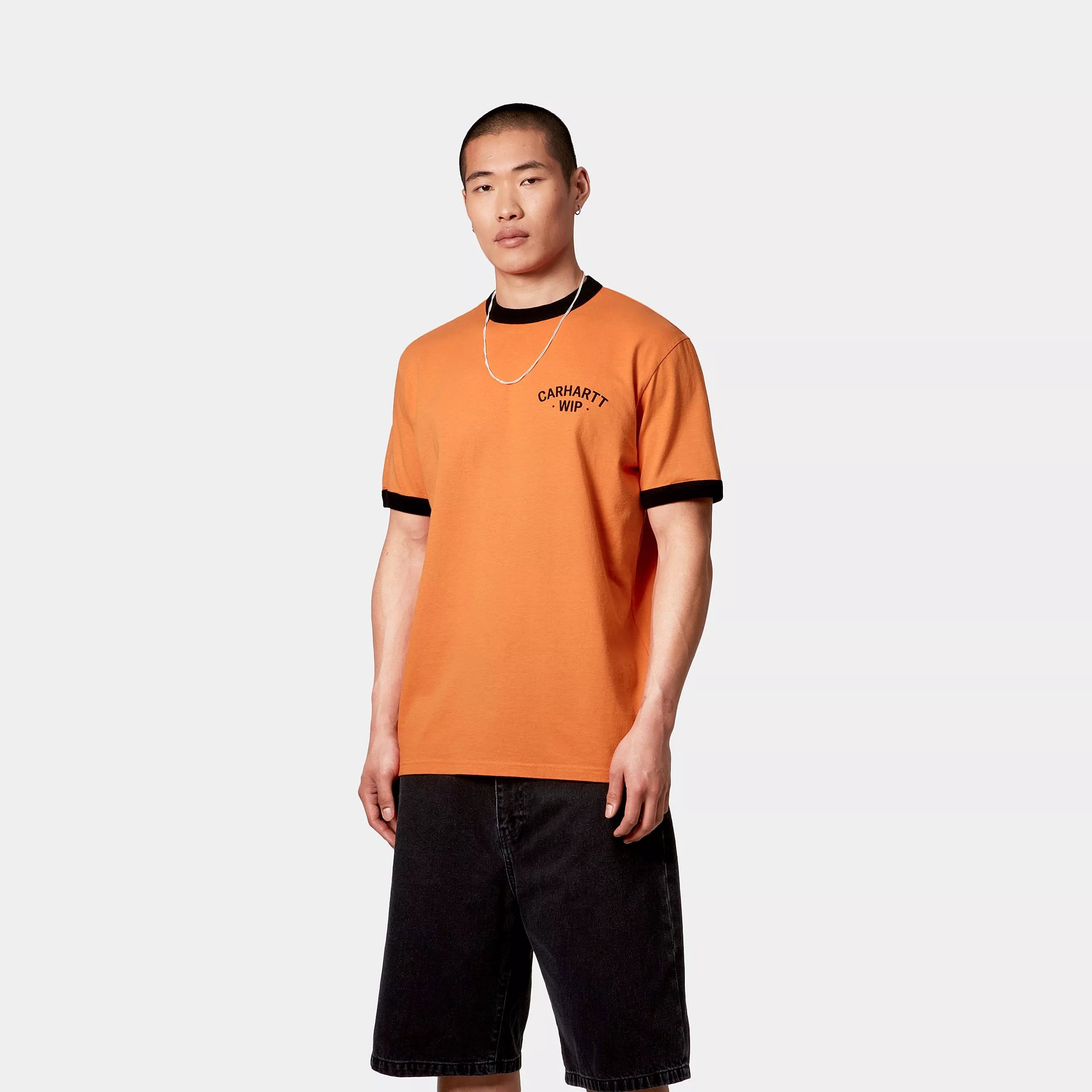 S/S 89 RINGER T-SHIRT - Pumpkin / Black