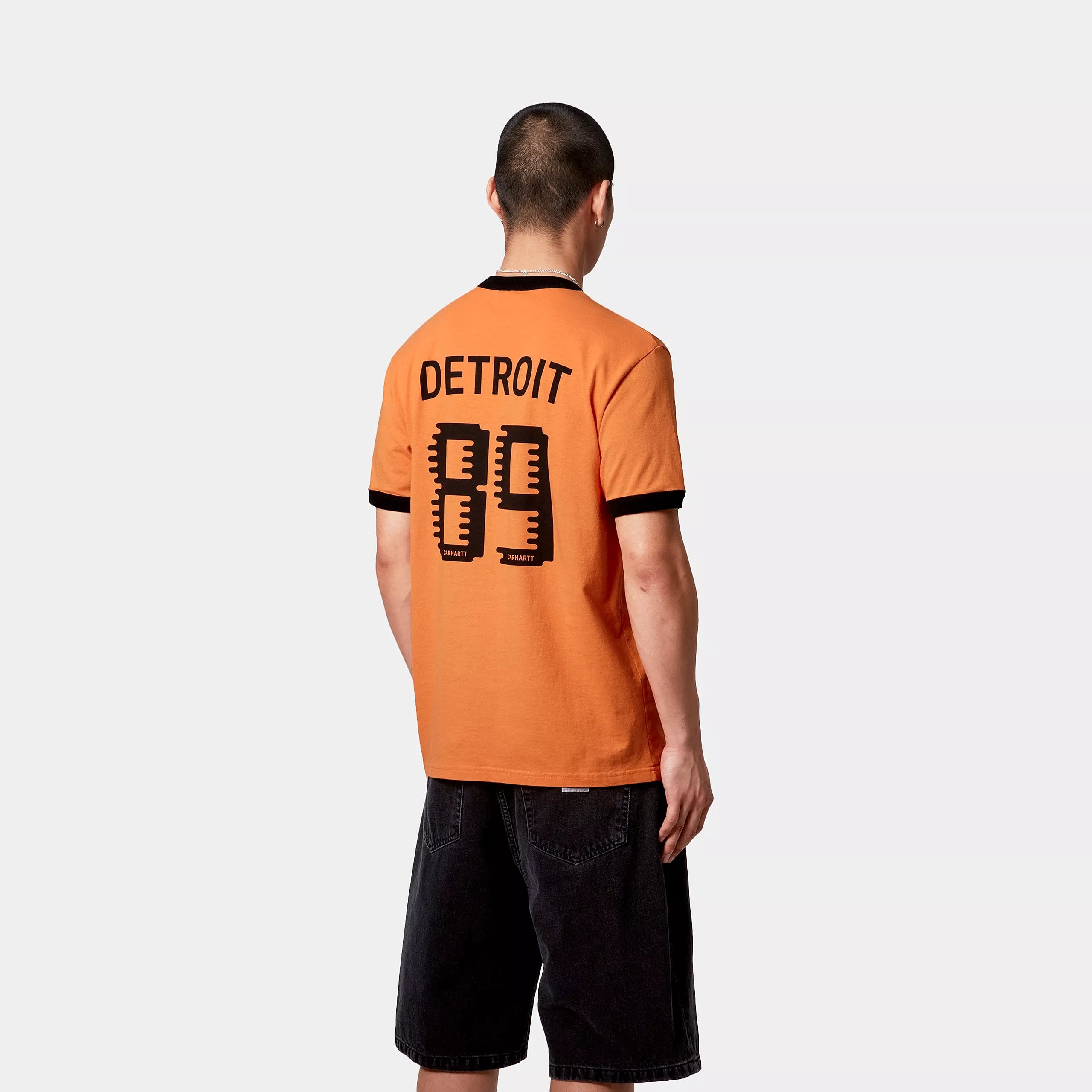 S/S 89 RINGER T-SHIRT - Pumpkin / Black