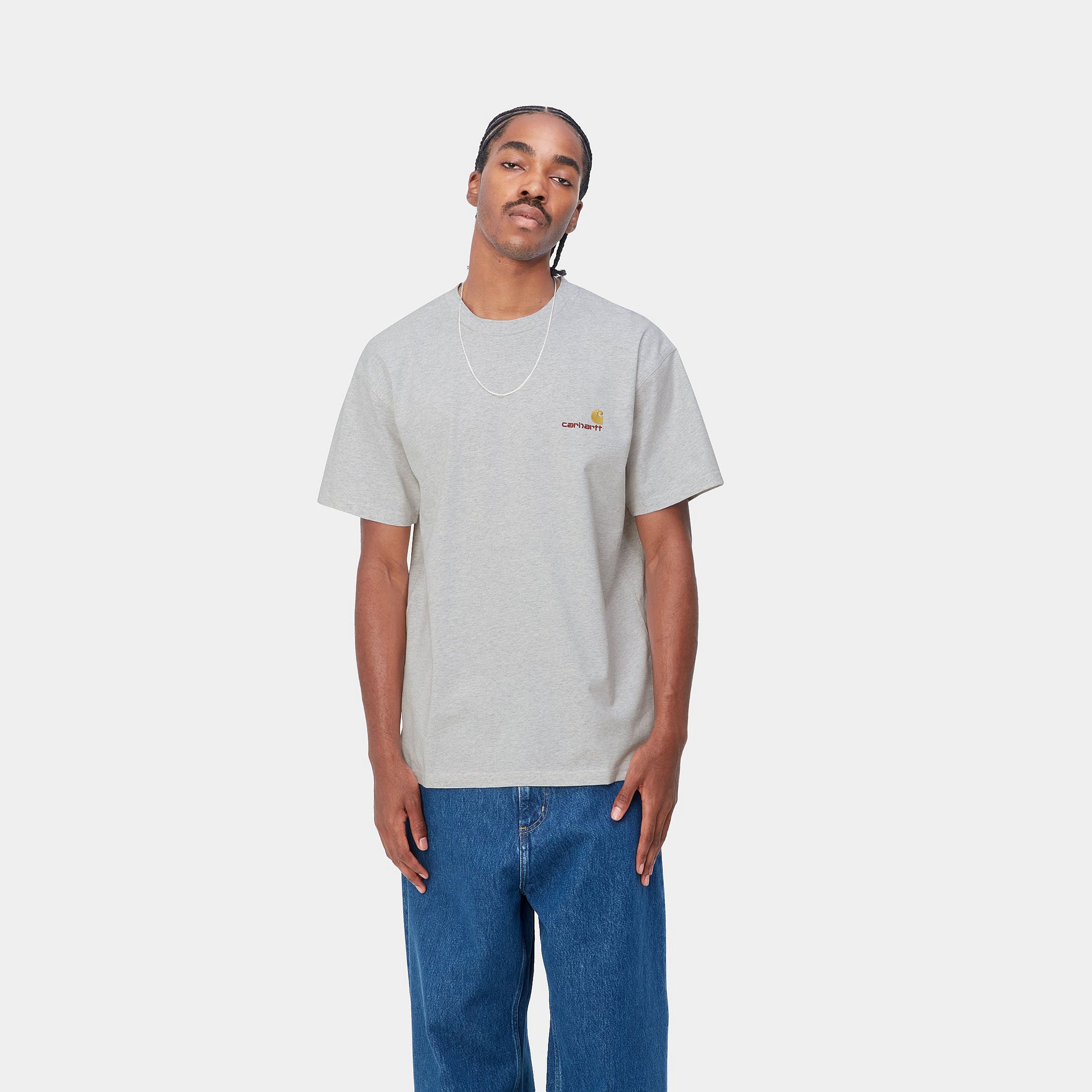 S/S AMERICAN SCRIPT T-SHIRT - Ash Heather
