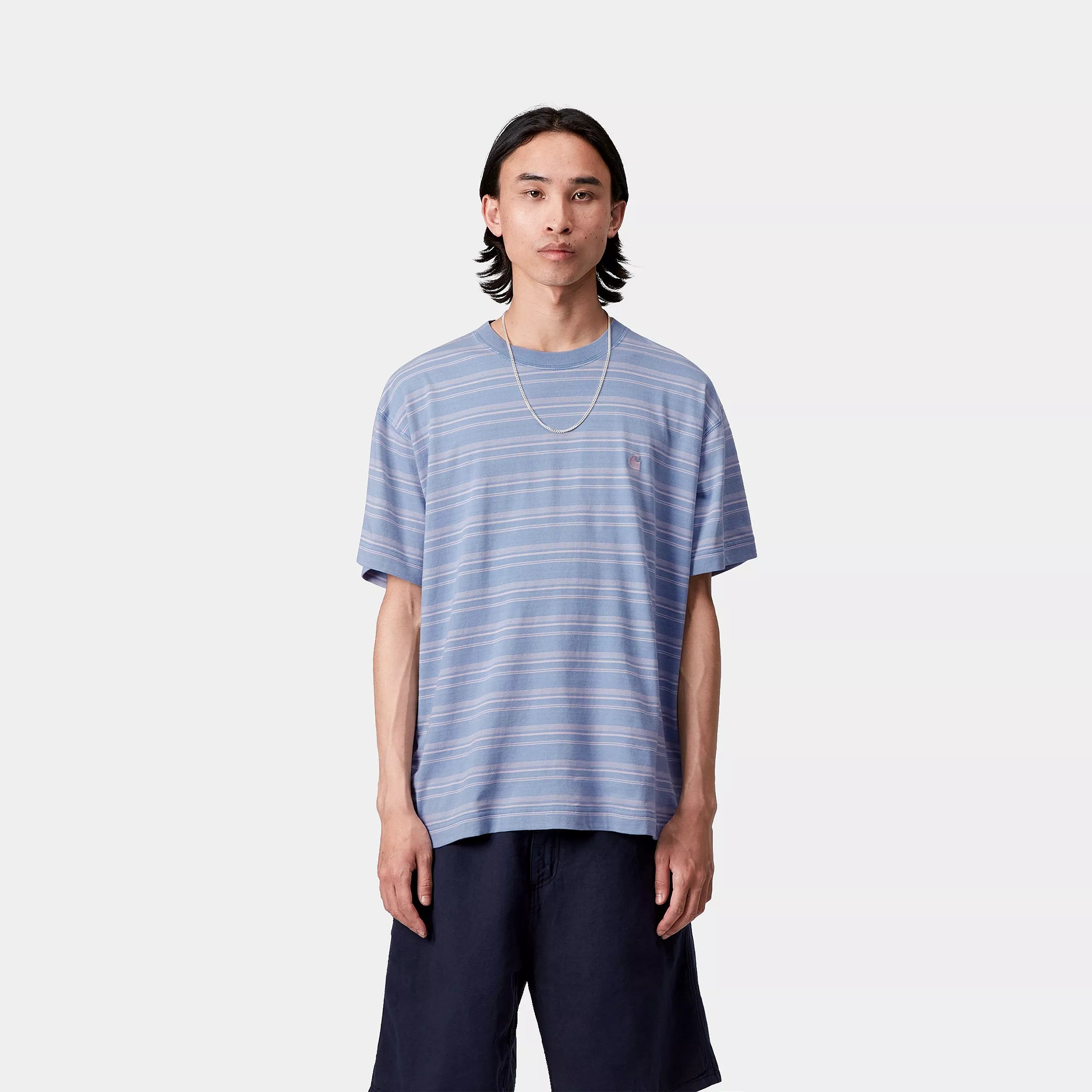 S/S BRODINE T-SHIRT - Brodine Stripe, Sorrent (indigo overdyed)