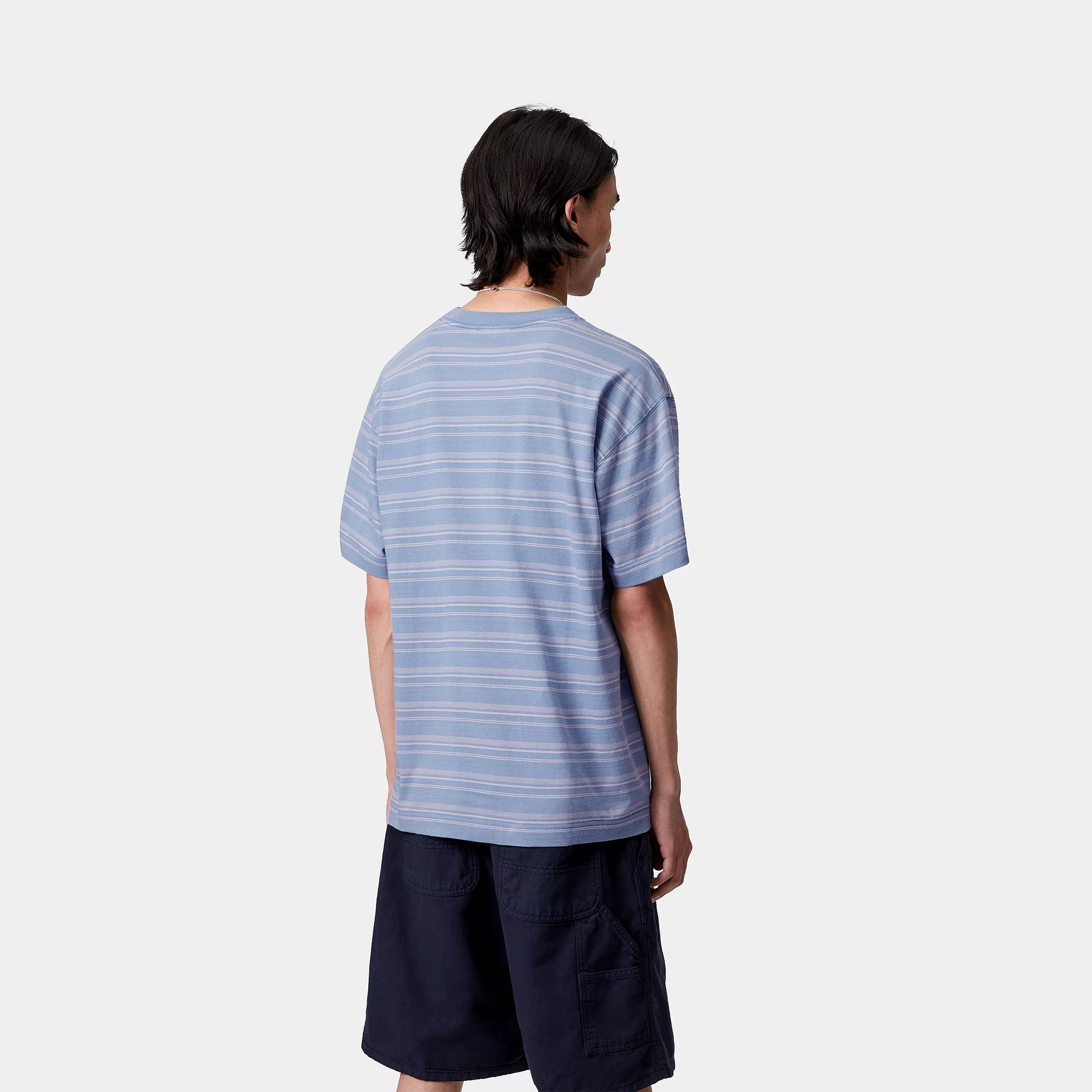 S/S BRODINE T-SHIRT - Brodine Stripe, Sorrent (indigo overdyed)