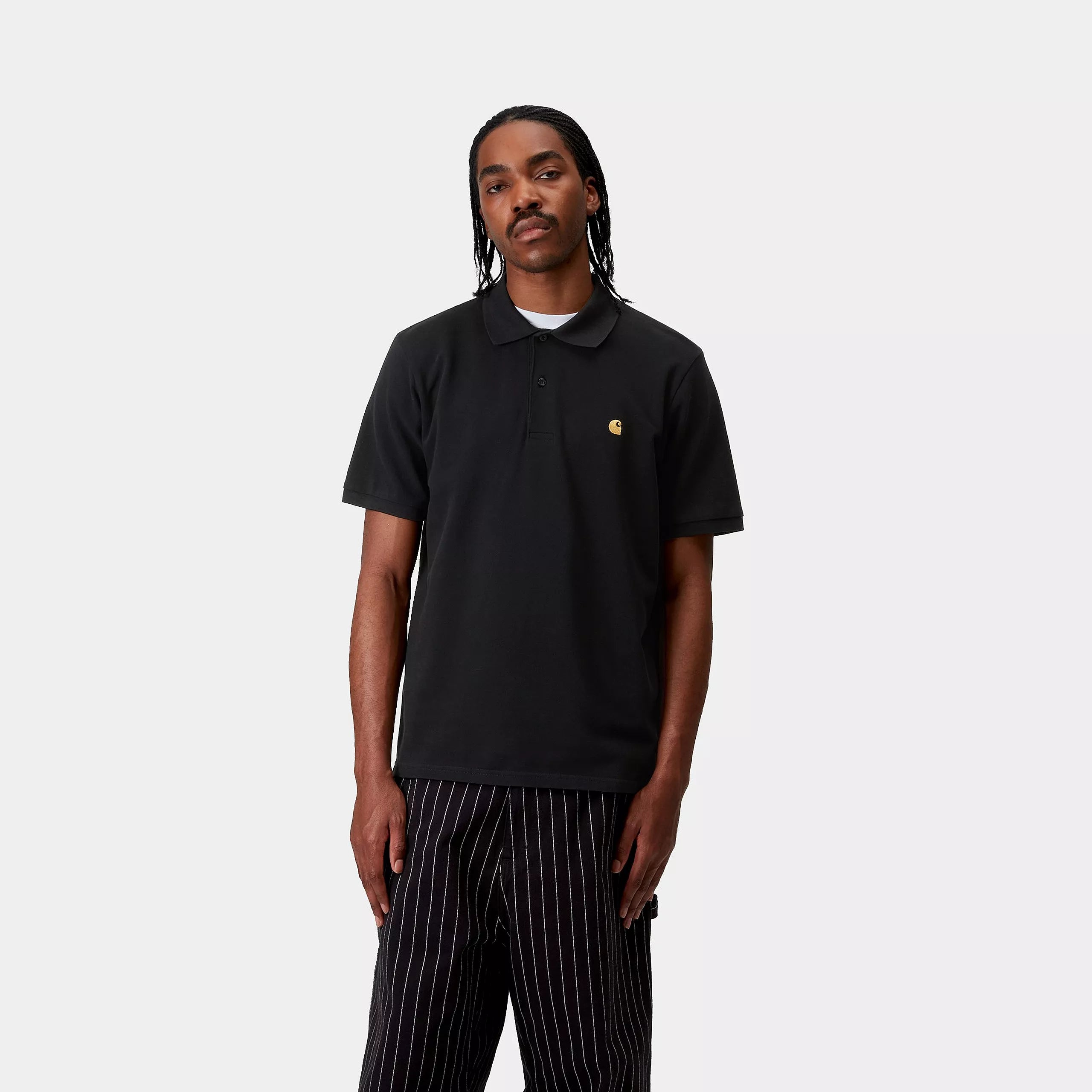 S/S CHASE PIQUE POLO - Black / Gold