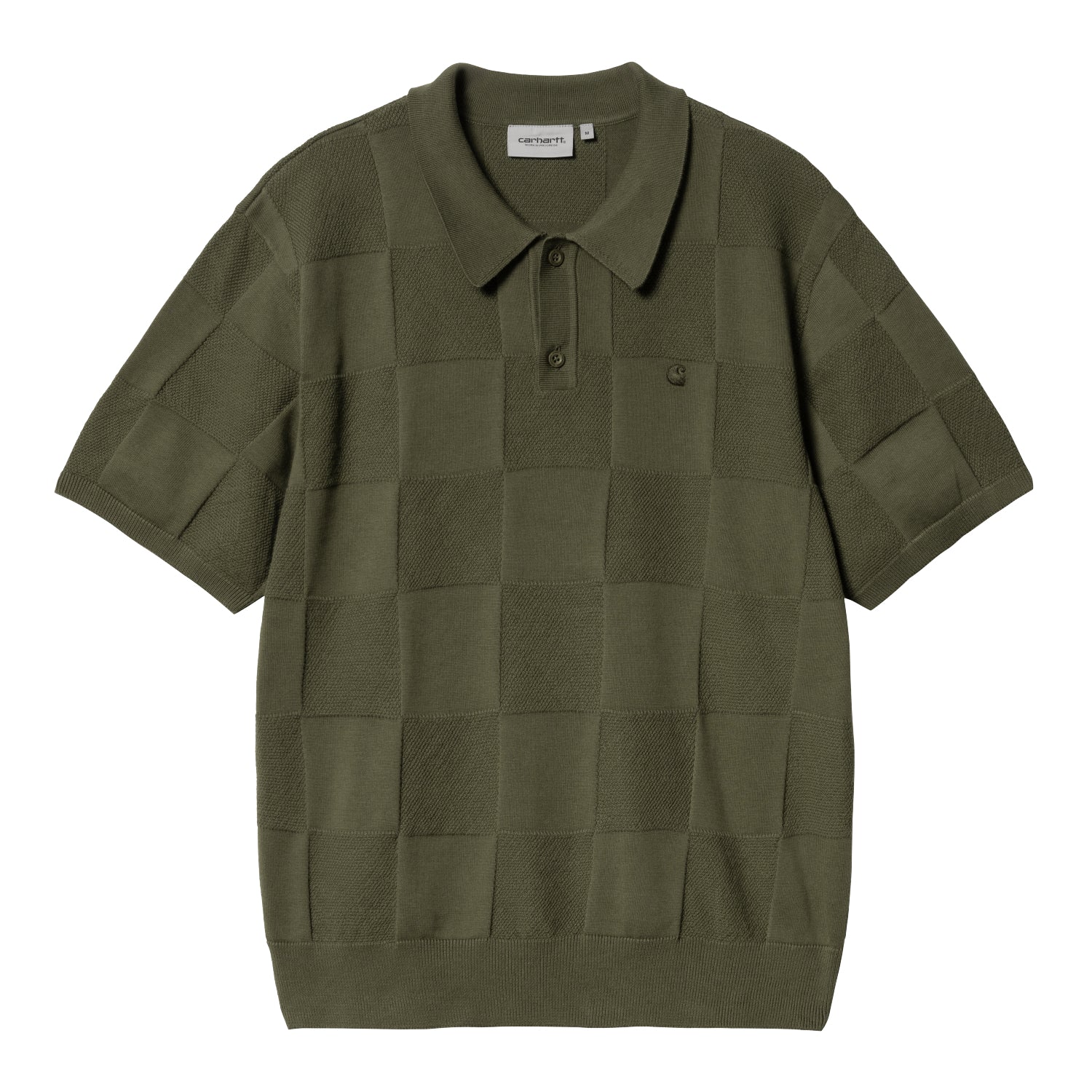 S/S CHECKER POLO - Dollar Green