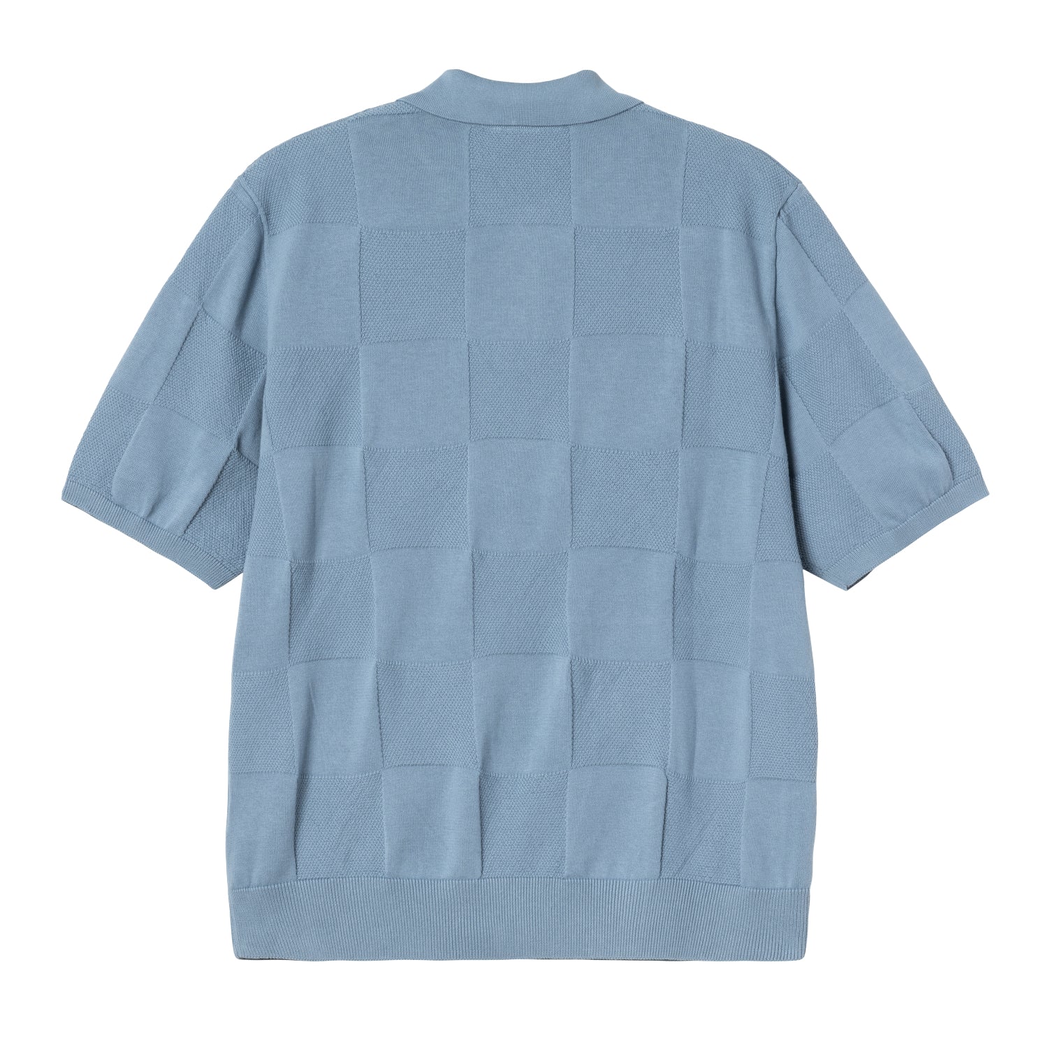 S/S CHECKER POLO - Frosted Blue
