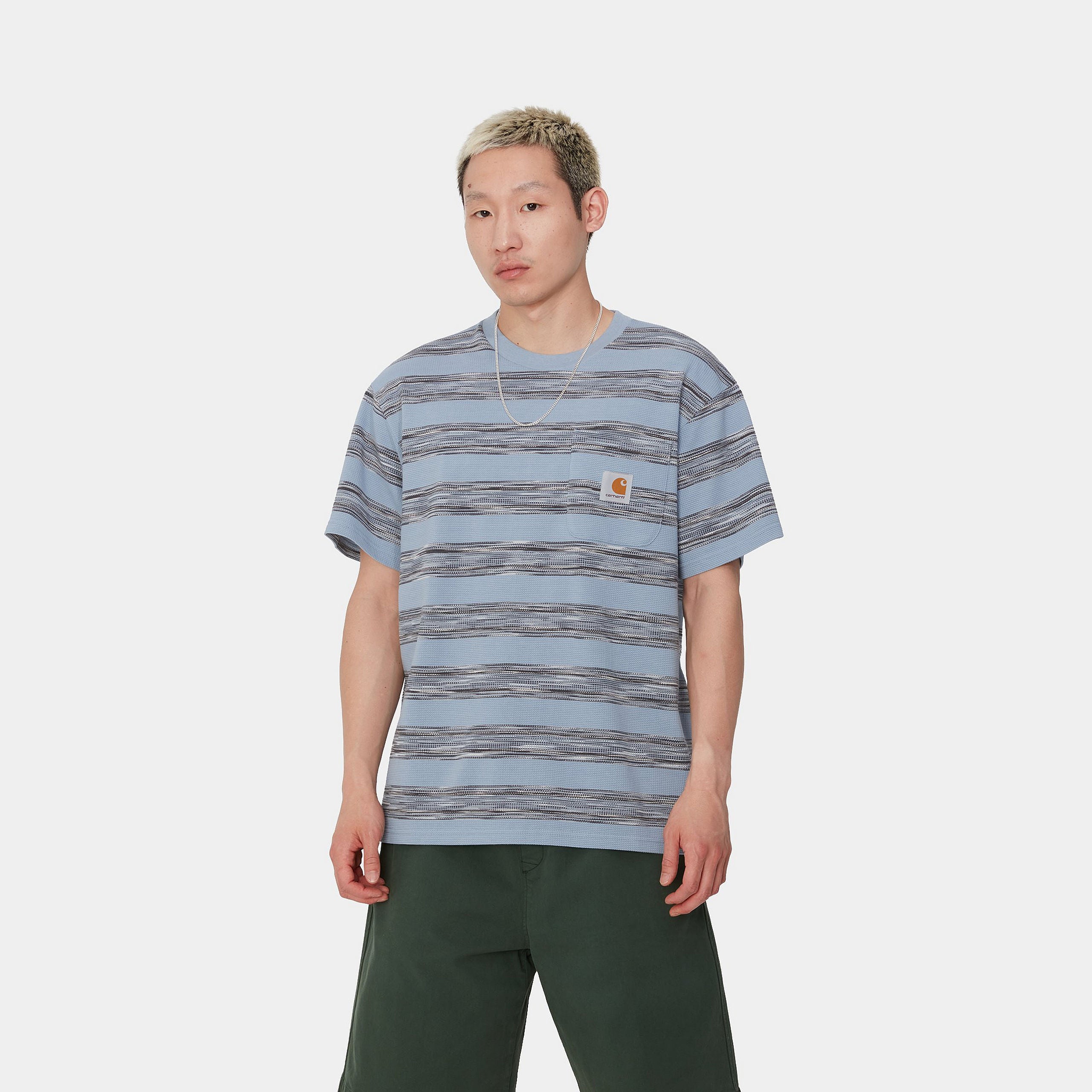 S/S DODSON POCKET T-SHIRT - Dodson Stripe Horizontal, Misty Sky
