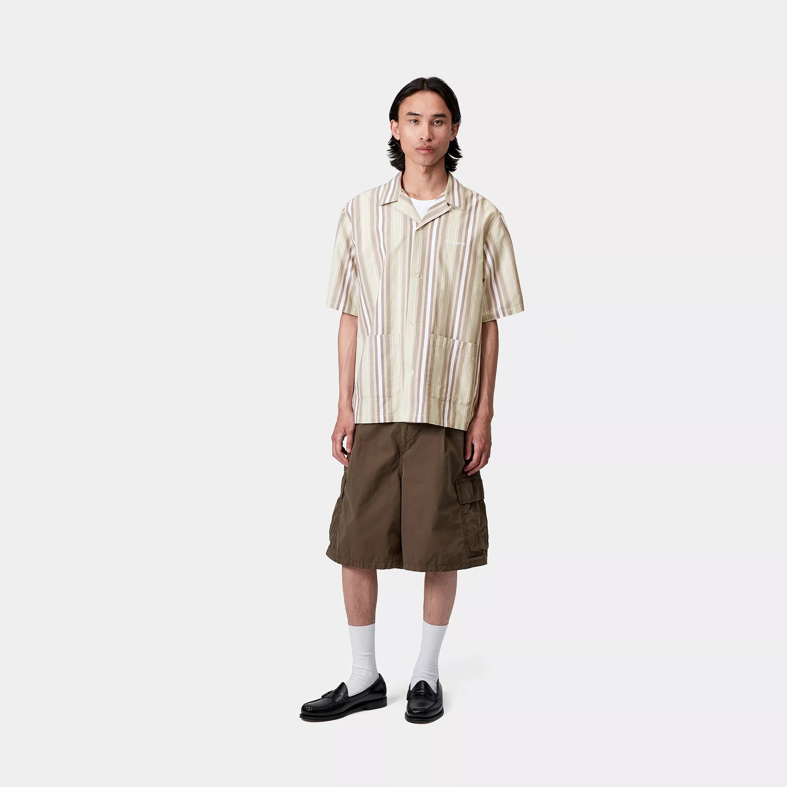 S/S FOLSEY SHIRT - Folsey Stripe, Pale Olive / White