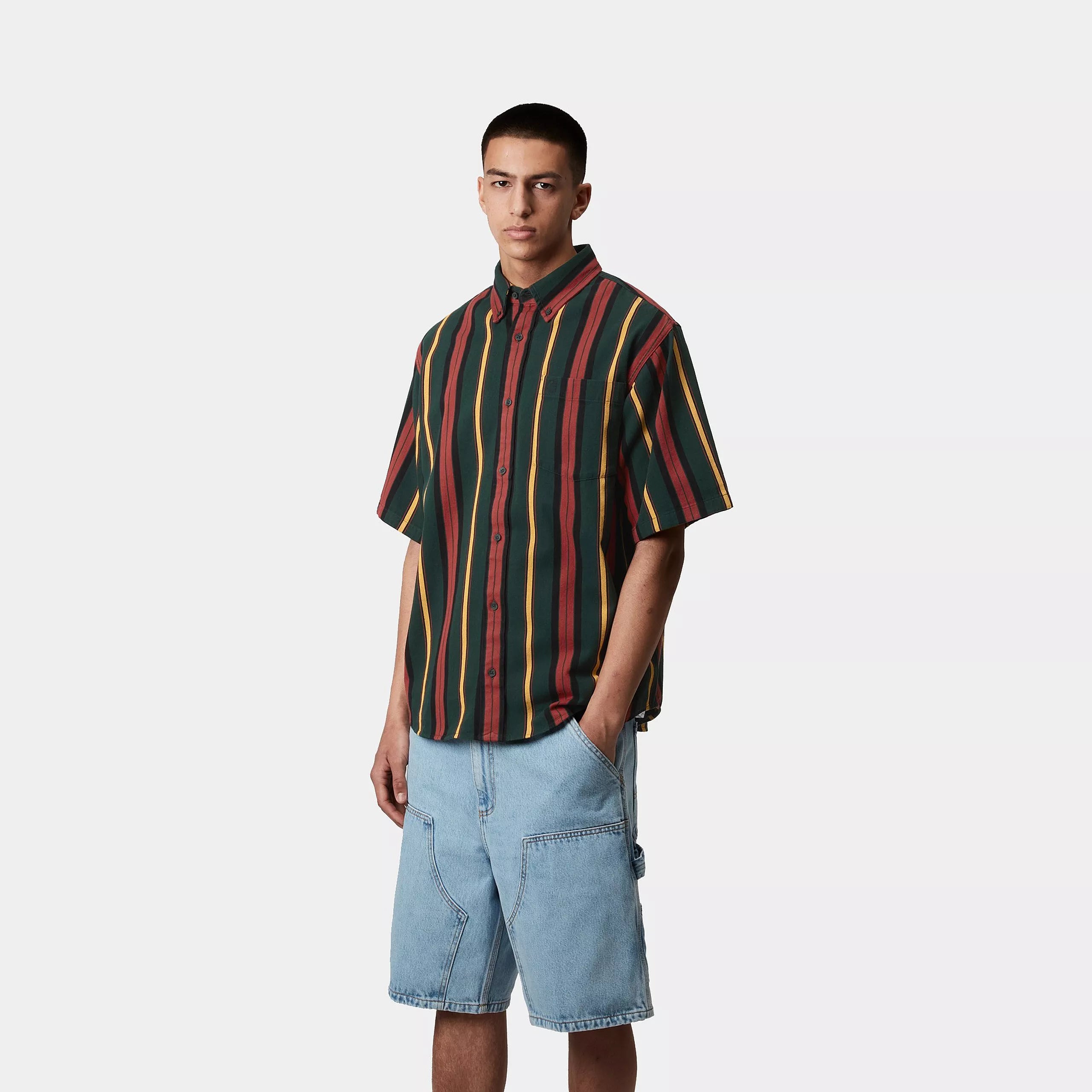 S/S JARRELL SHIRT - Jarrell Stripe, Conifer / Black