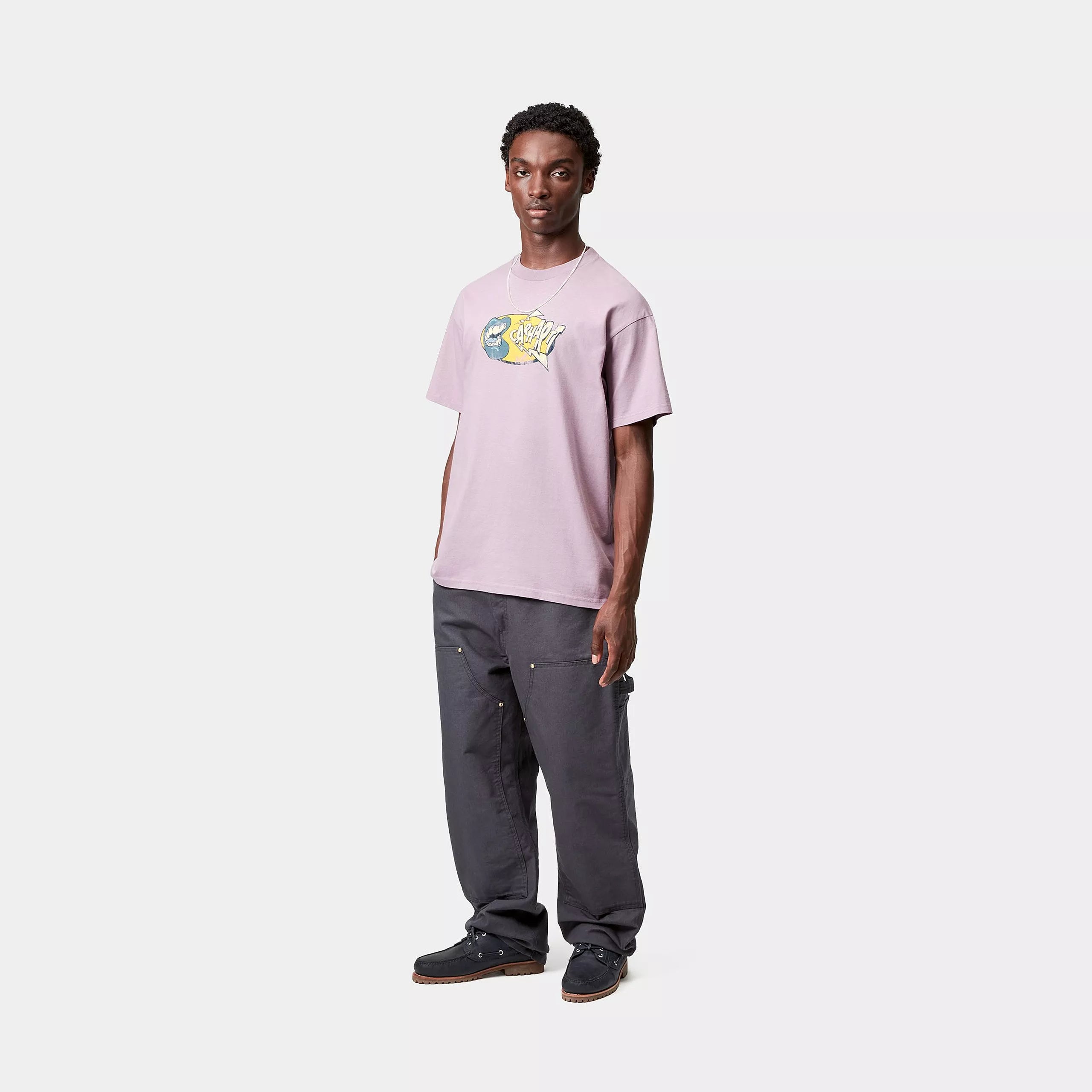 S/S LOUDER T-SHIRT - Pink Fog (heavy enzyme wash)