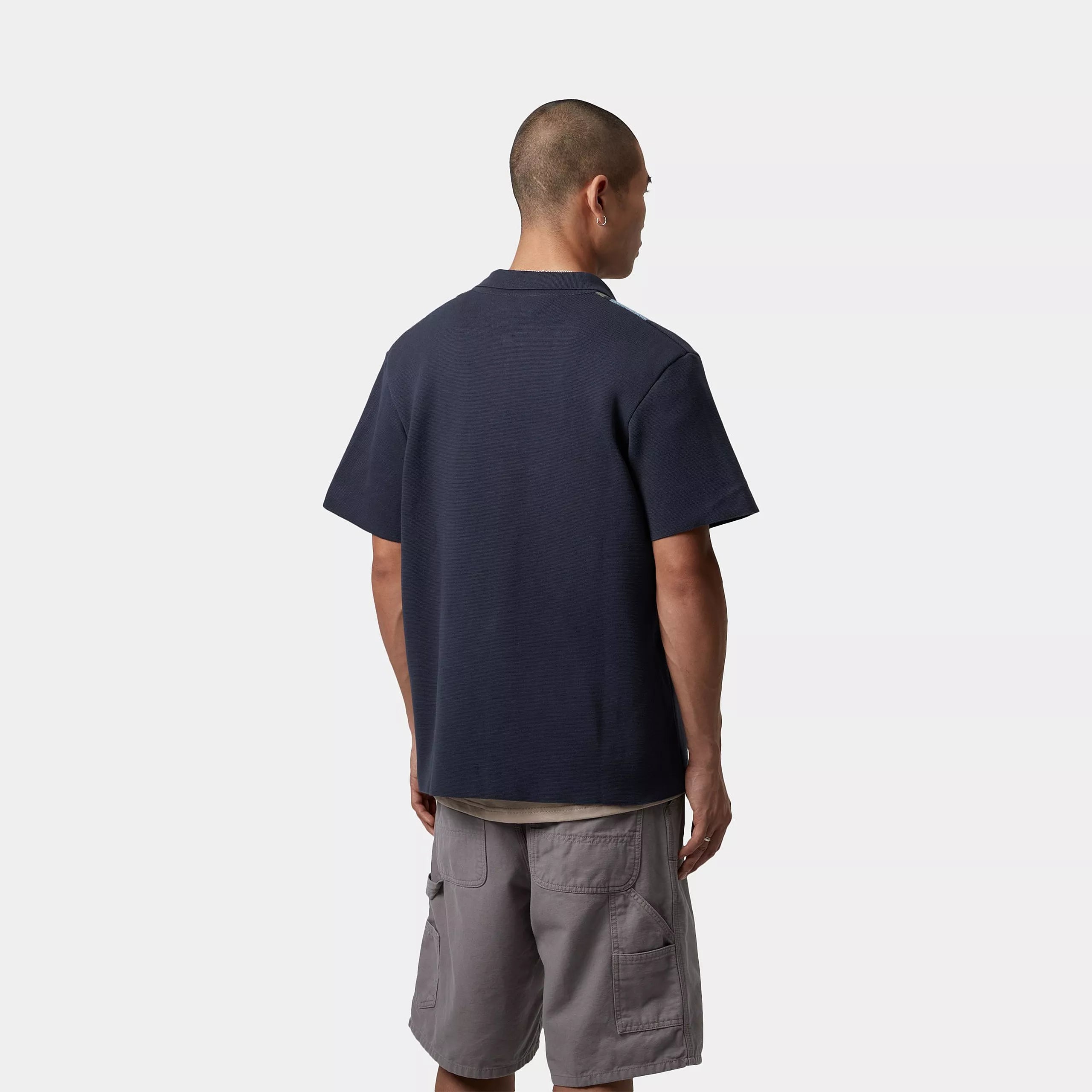 S/S MEMORY KNIT SHIRT - Percy Stripe, Ink