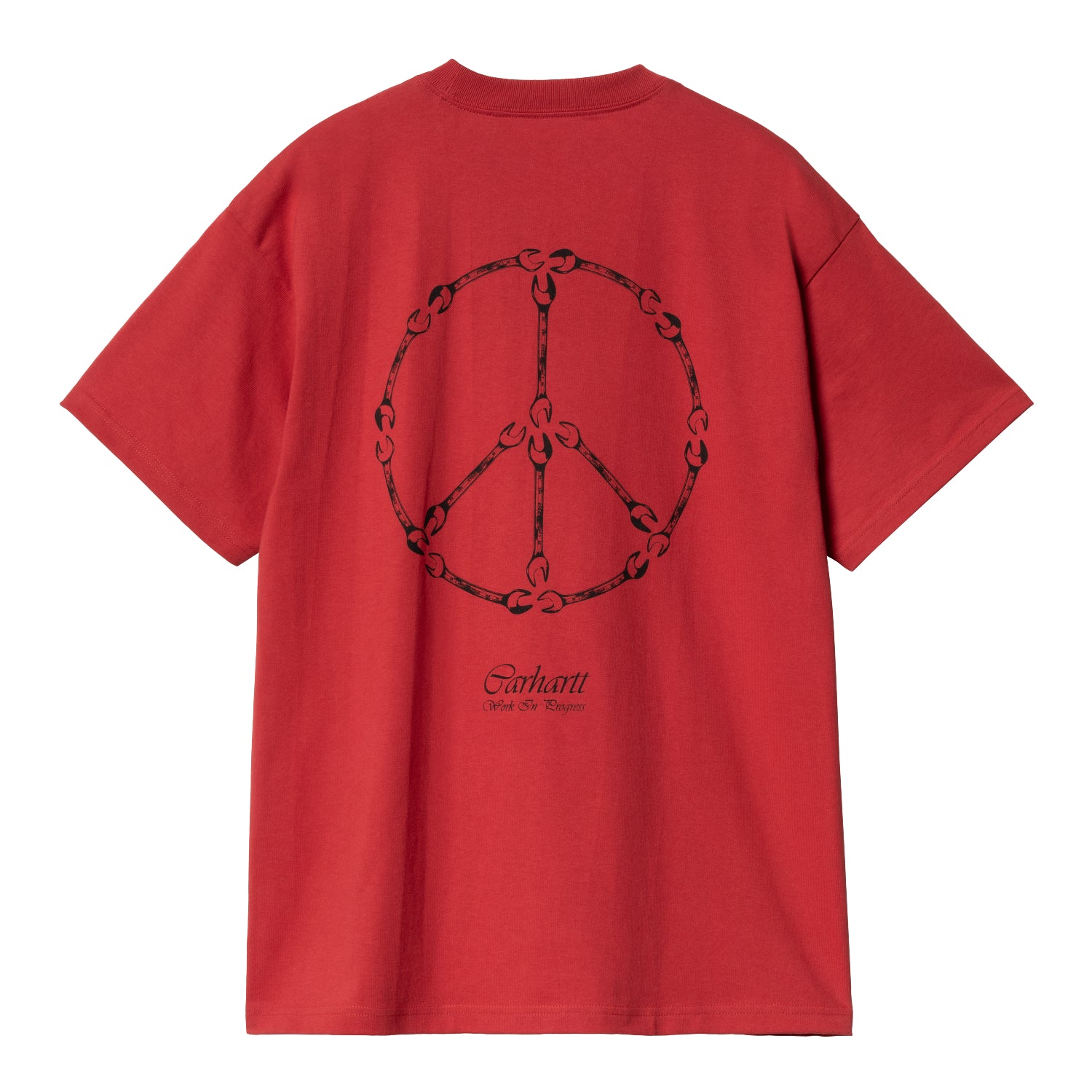 S/S PEACE AND WORK T-SHIRT - Cherry / Black