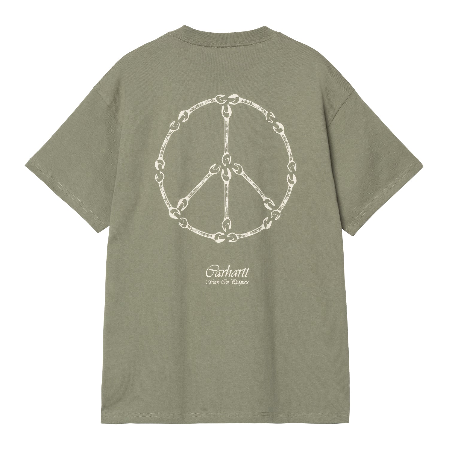 S/S PEACE AND WORK T-SHIRT - Dollar Green / Natural