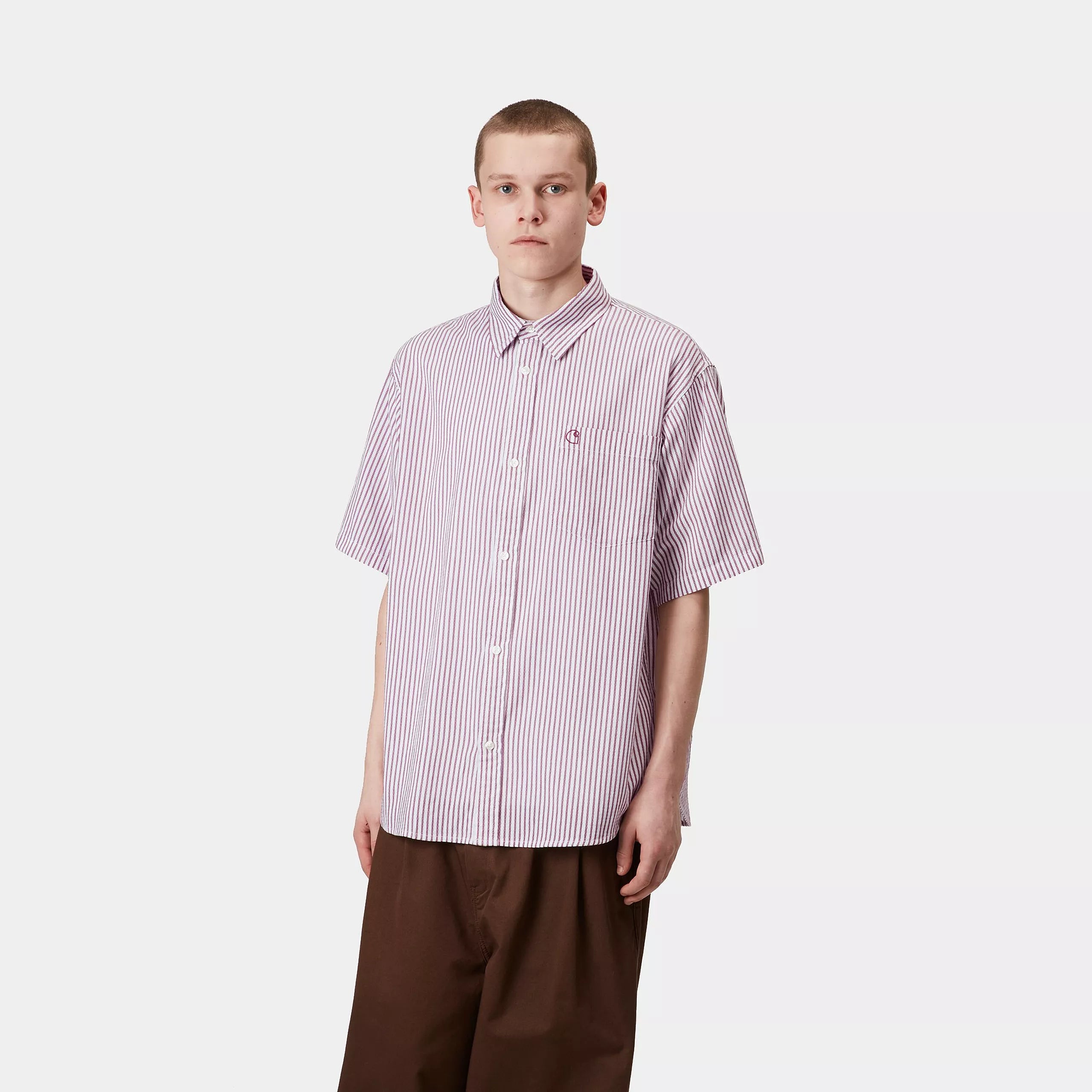 S/S PHELPS SHIRT - Phelps Stripe, Mulberry