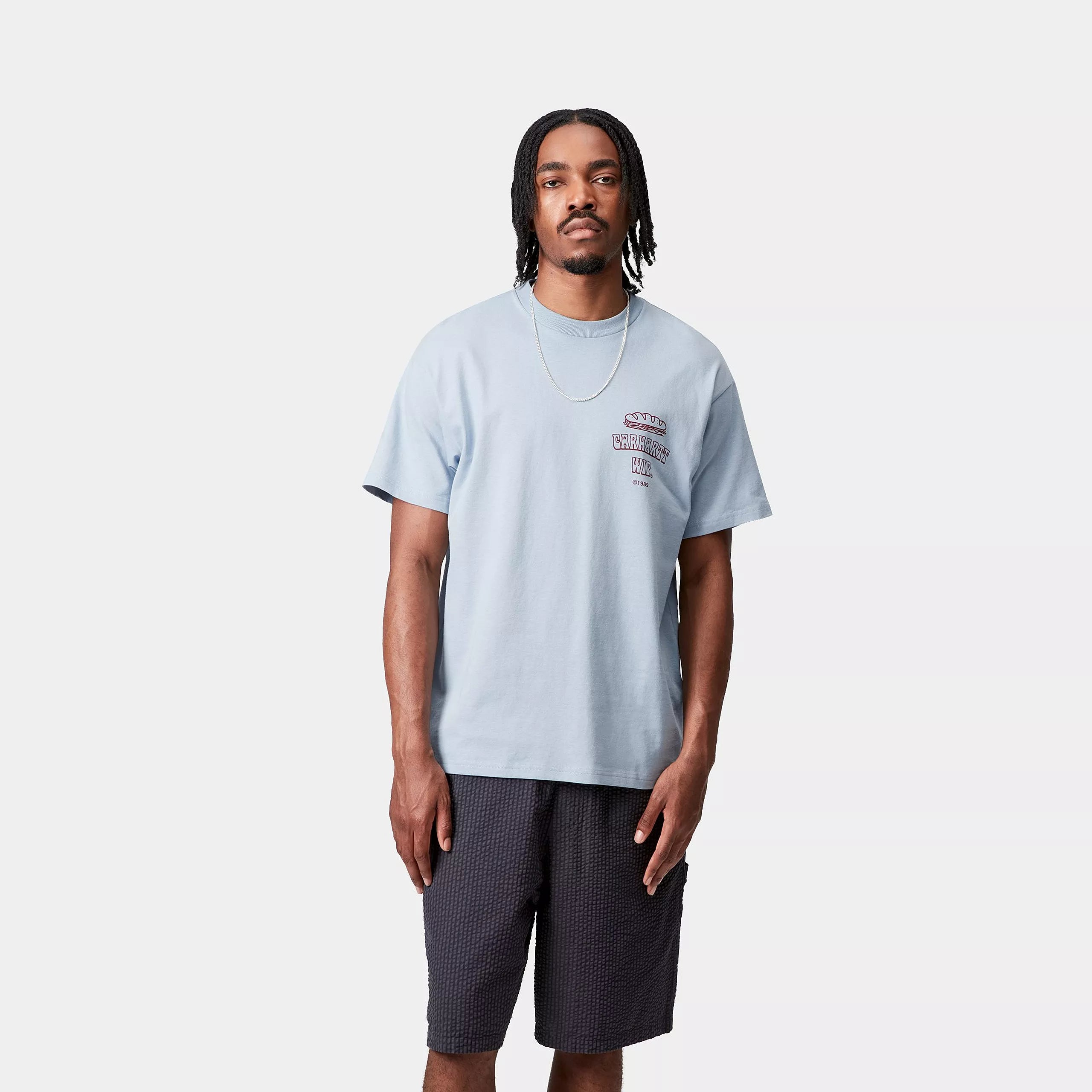 S/S SANDWICH T-SHIRT - Blue Fog
