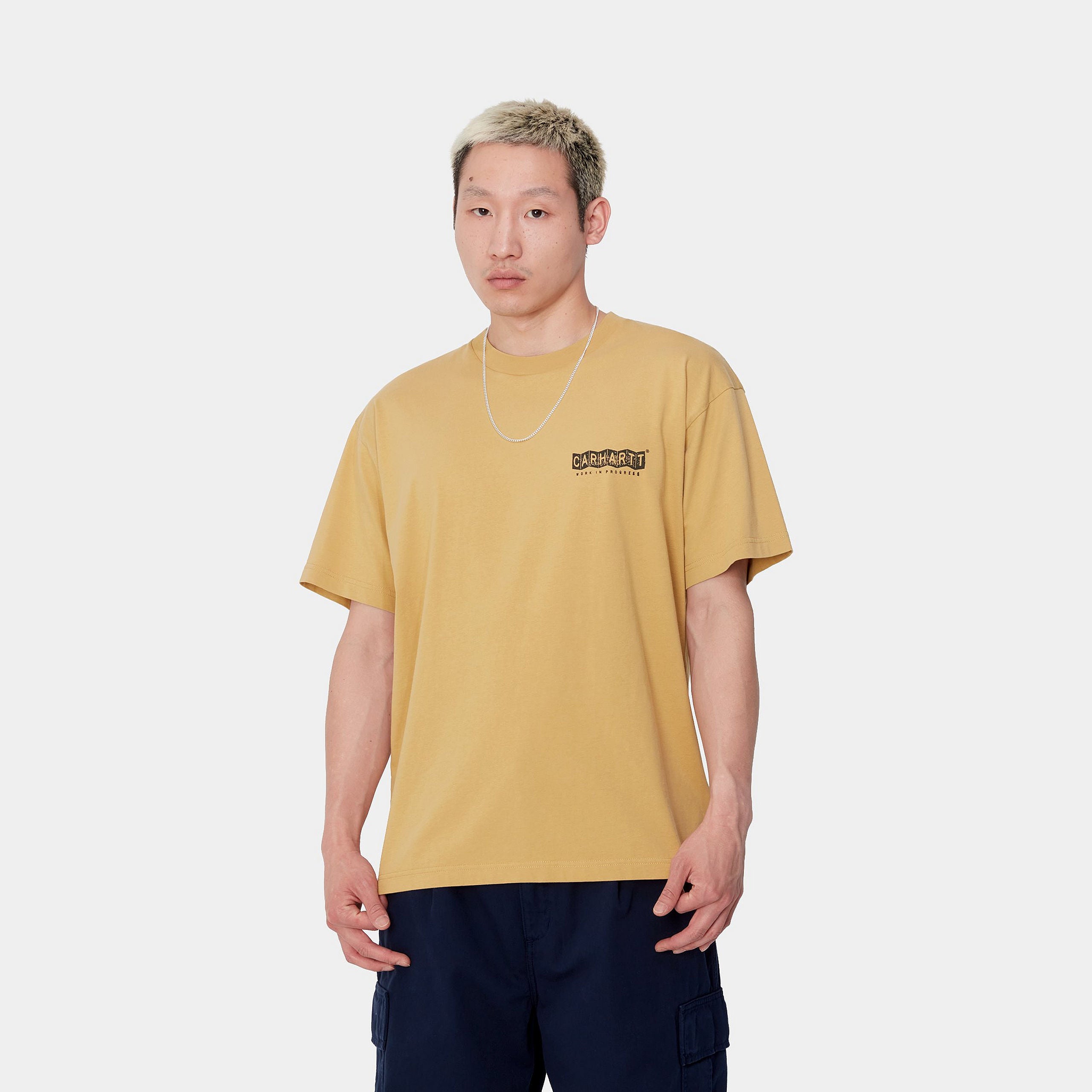 S/S STAMP T-SHIRT - Bourbon / Black (stone washed)