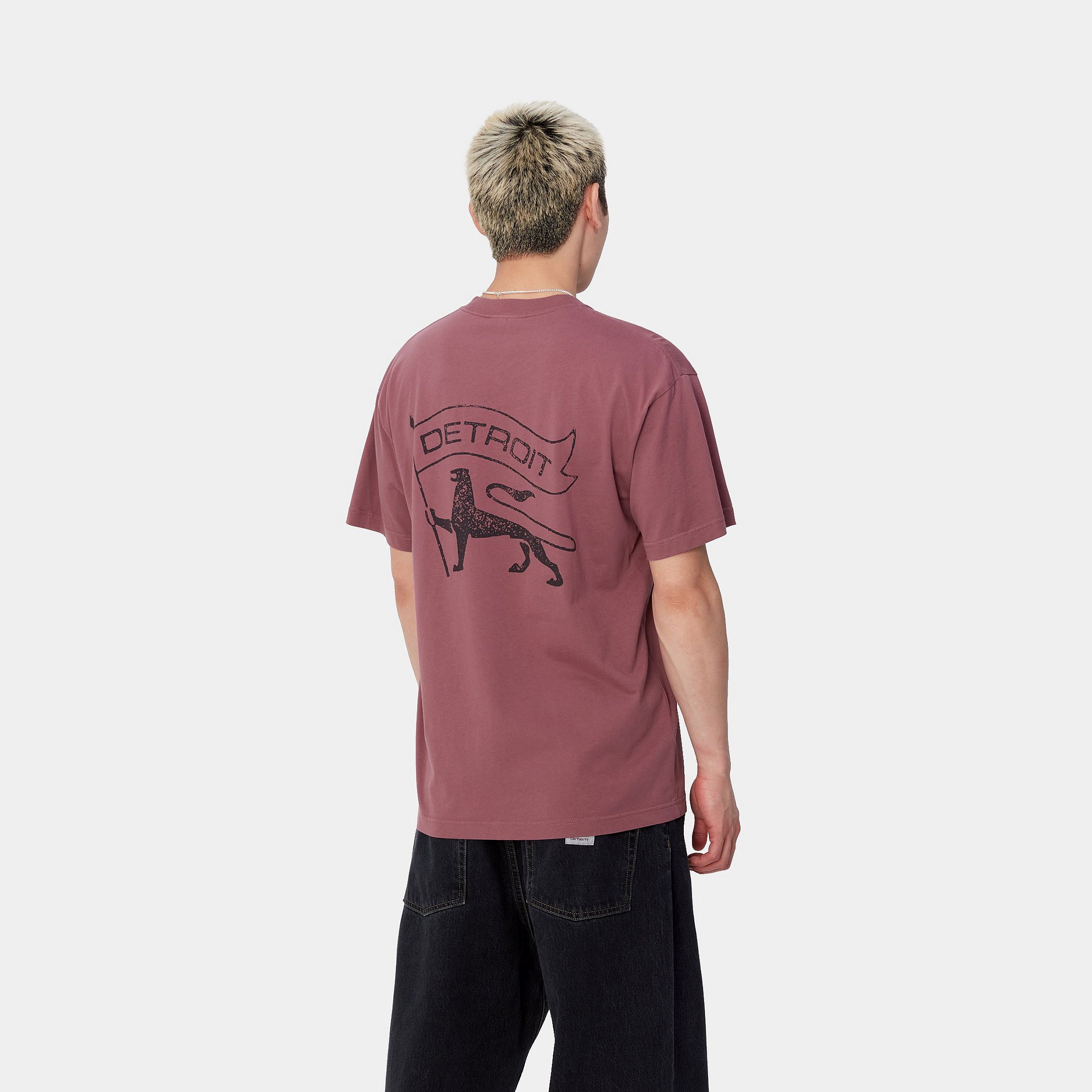 S/S STAMP T-SHIRT - Dusty Fuchsia / Black (stone washed)