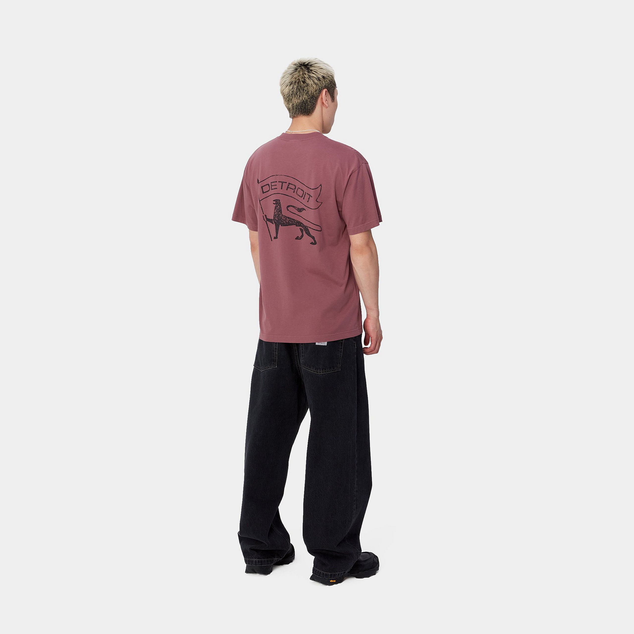 S/S STAMP T-SHIRT - Dusty Fuchsia / Black (stone washed)