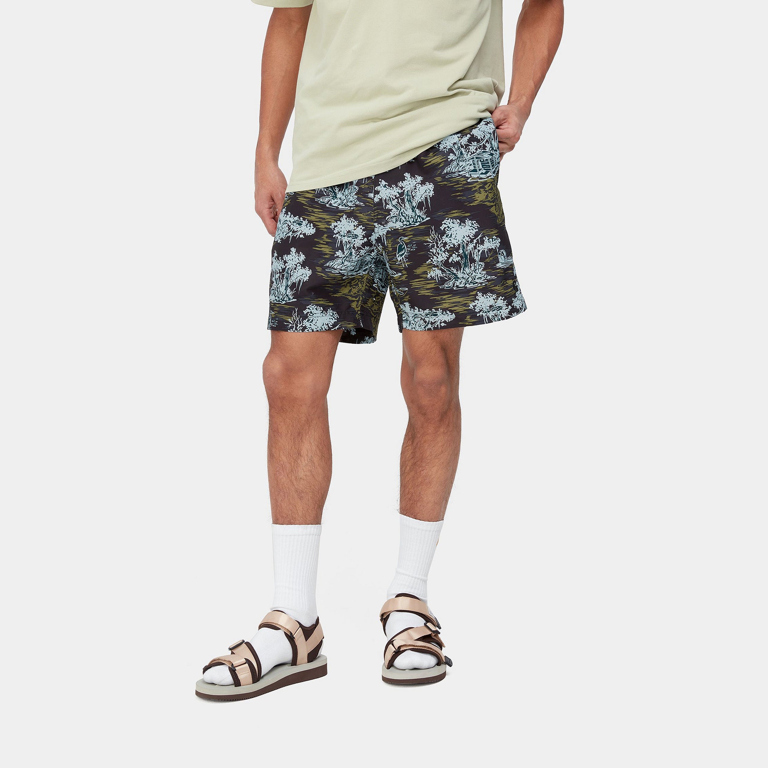 SLATER SWIM TRUNKS - Bayou Print, Midnight Black