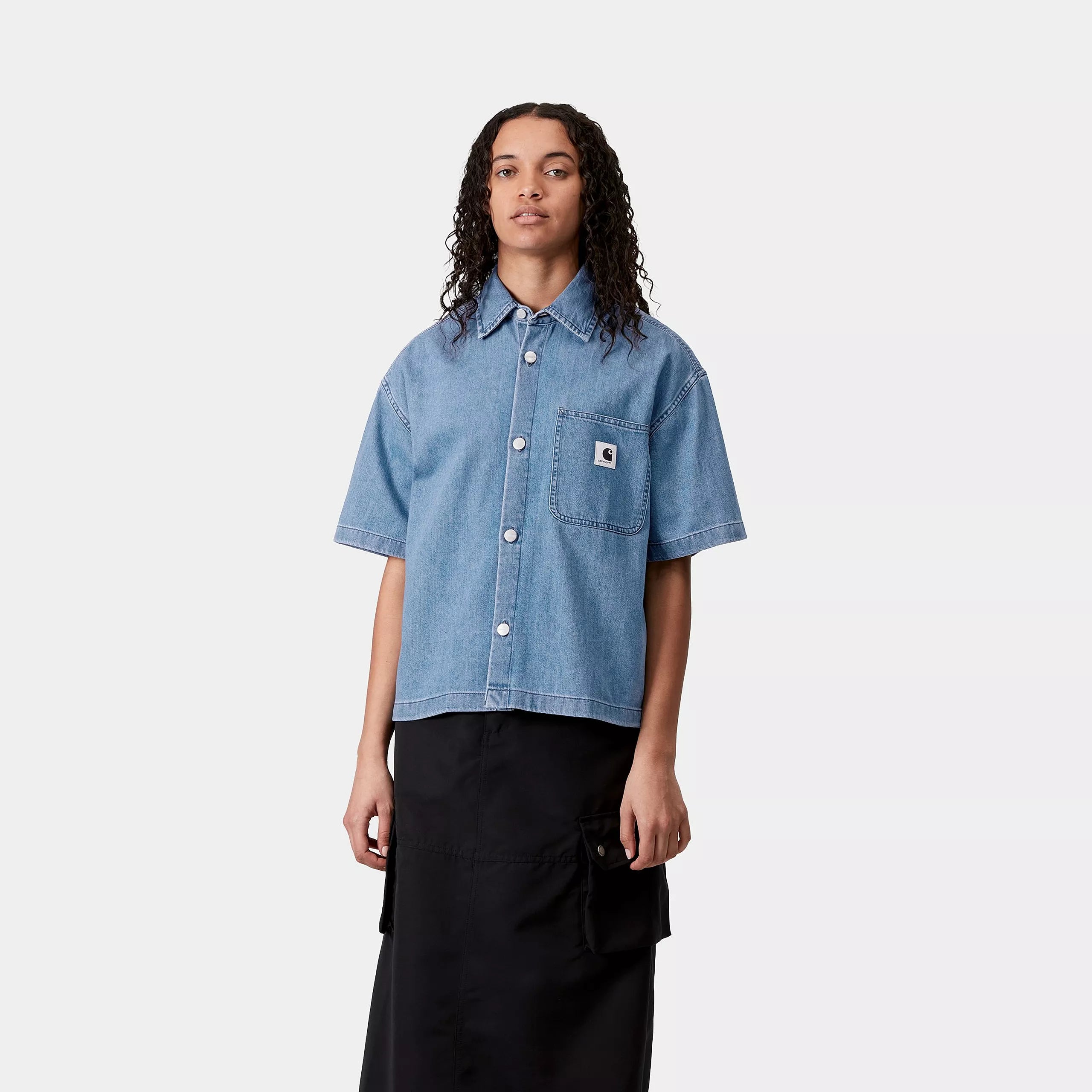 W' S/S LOVILIA SHIRT - Blue (stone washed)