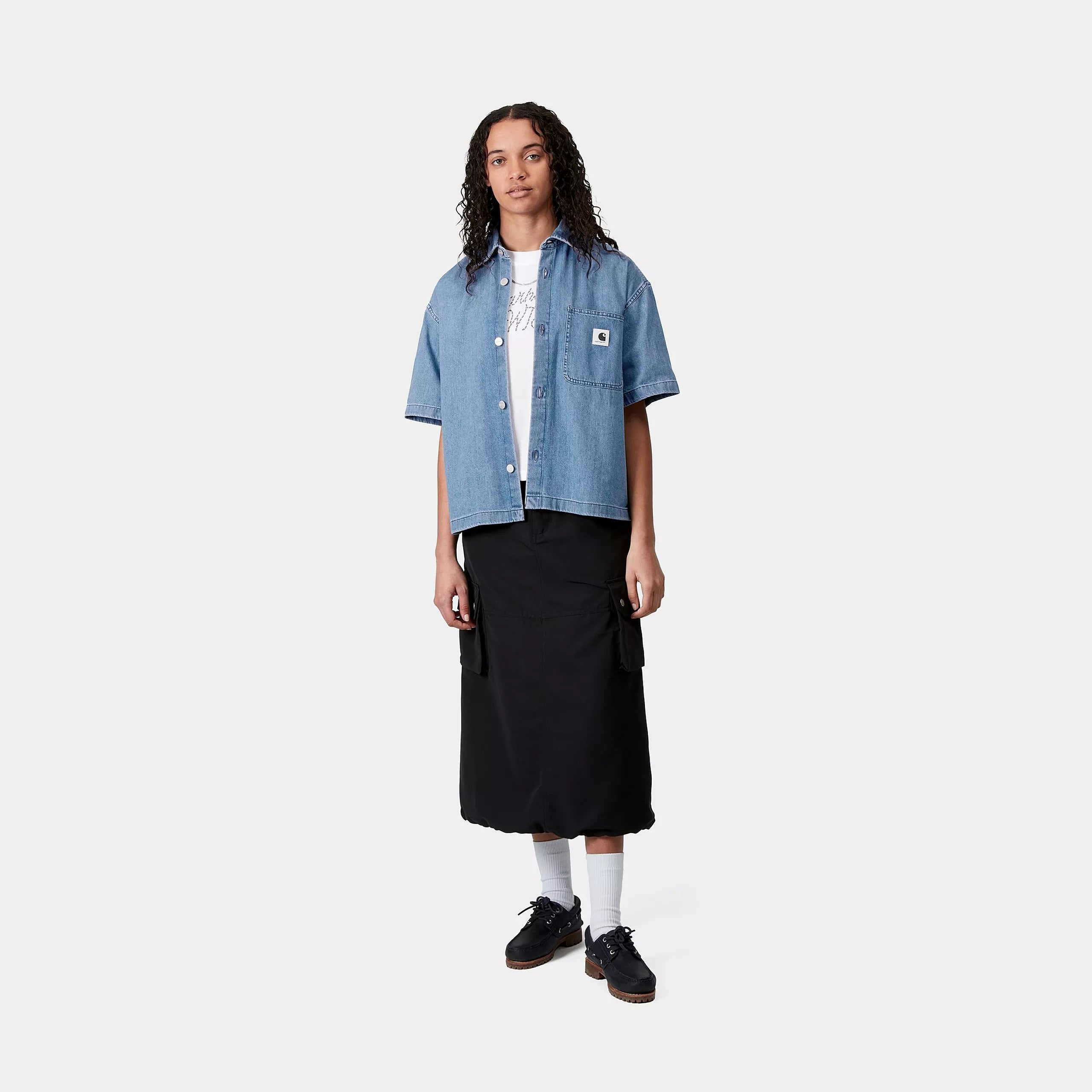 W' S/S LOVILIA SHIRT - Blue (stone washed)