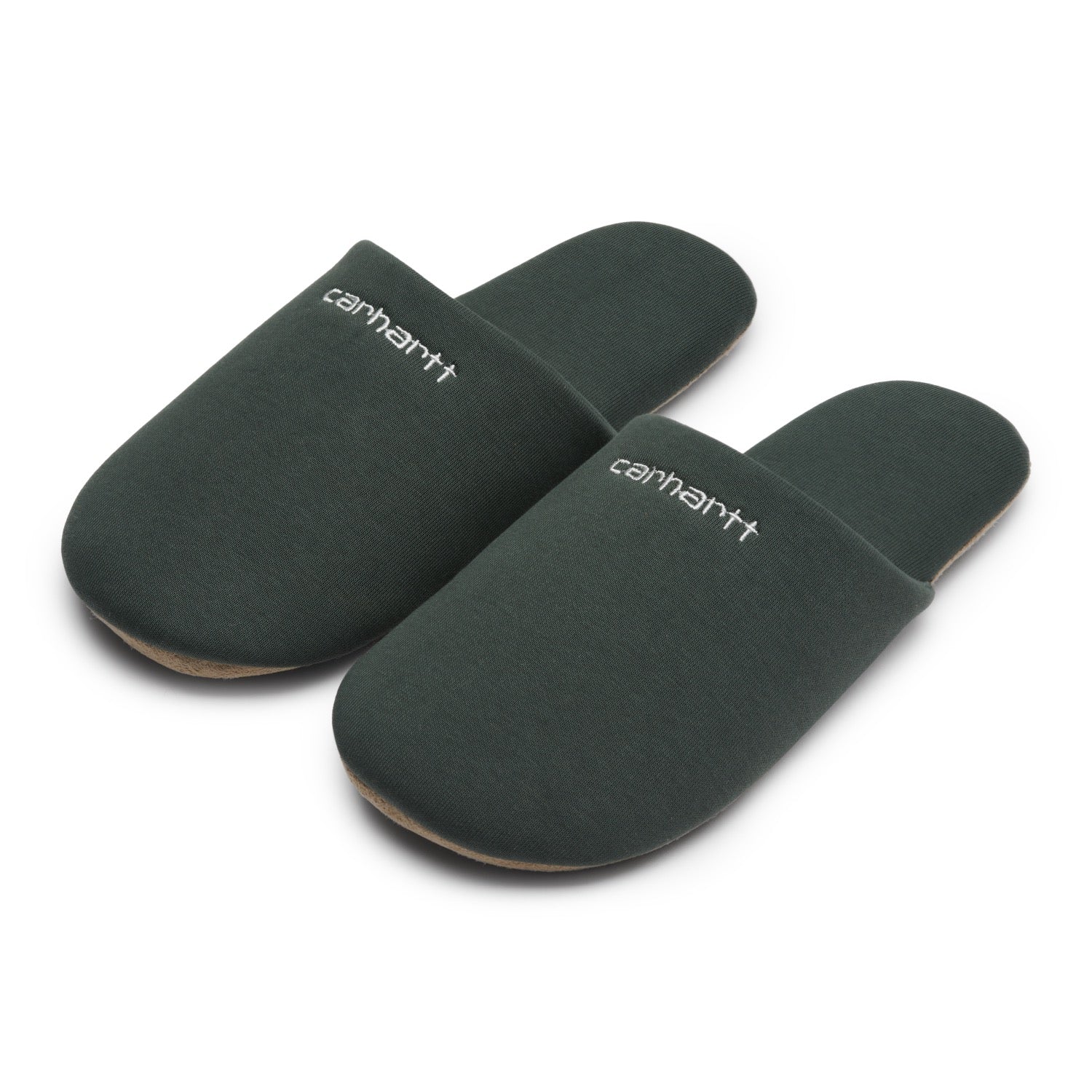 SCRIPT EMBROIDERY SLIPPERS - Hemlock Green / White