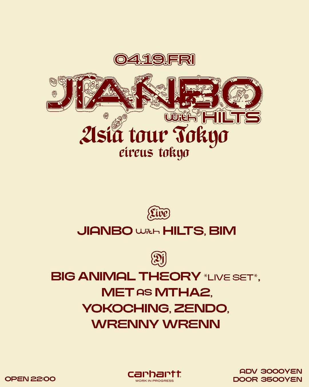 JIANBO ASIA TOUR – live at Circus Tokyo