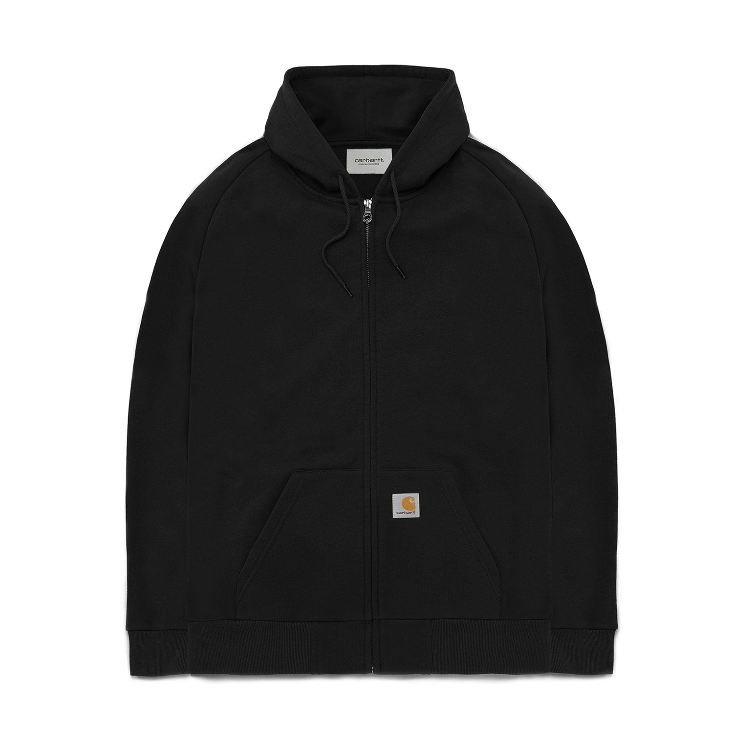 HOODED SQUARE LABEL JACKET - Black