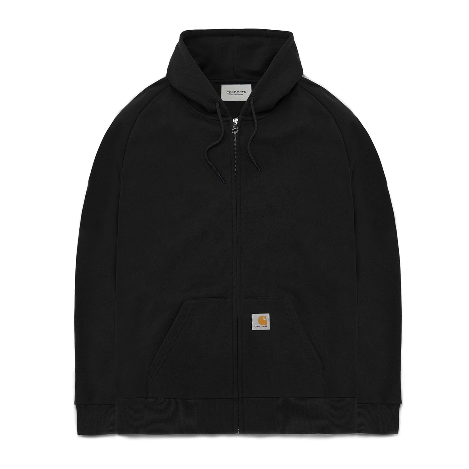 HOODED SQUARE LABEL JACKET - Black