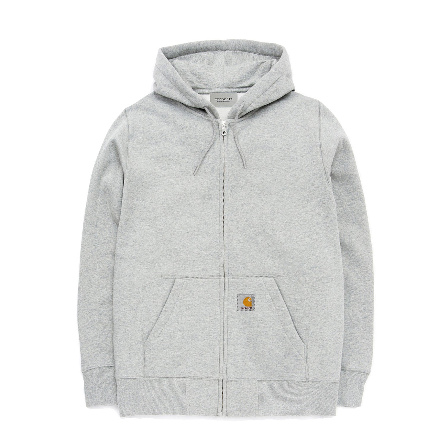 HOODED SQUARE LABEL JACKET - Ash Heather