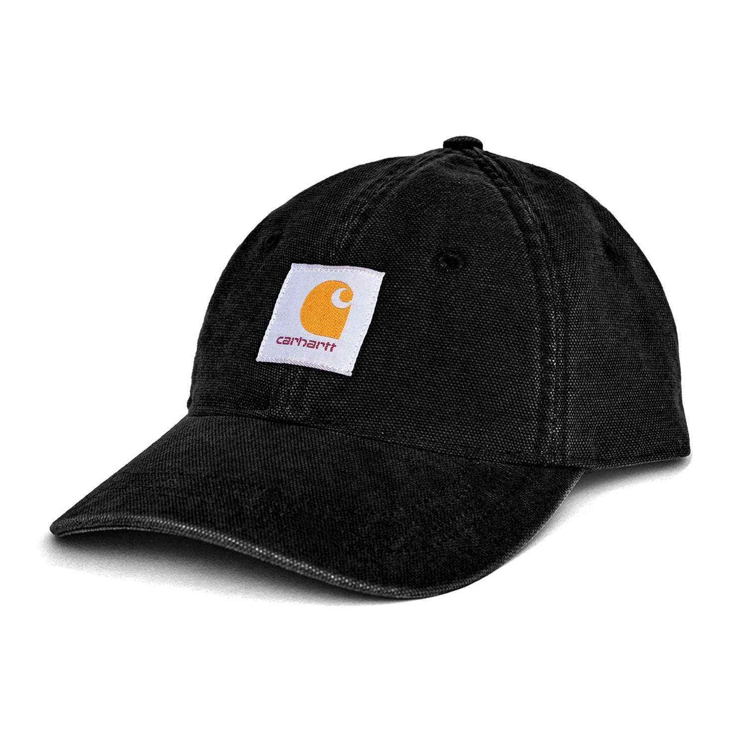 Canvas 6-Panel Cap - Black / White (stone washed)